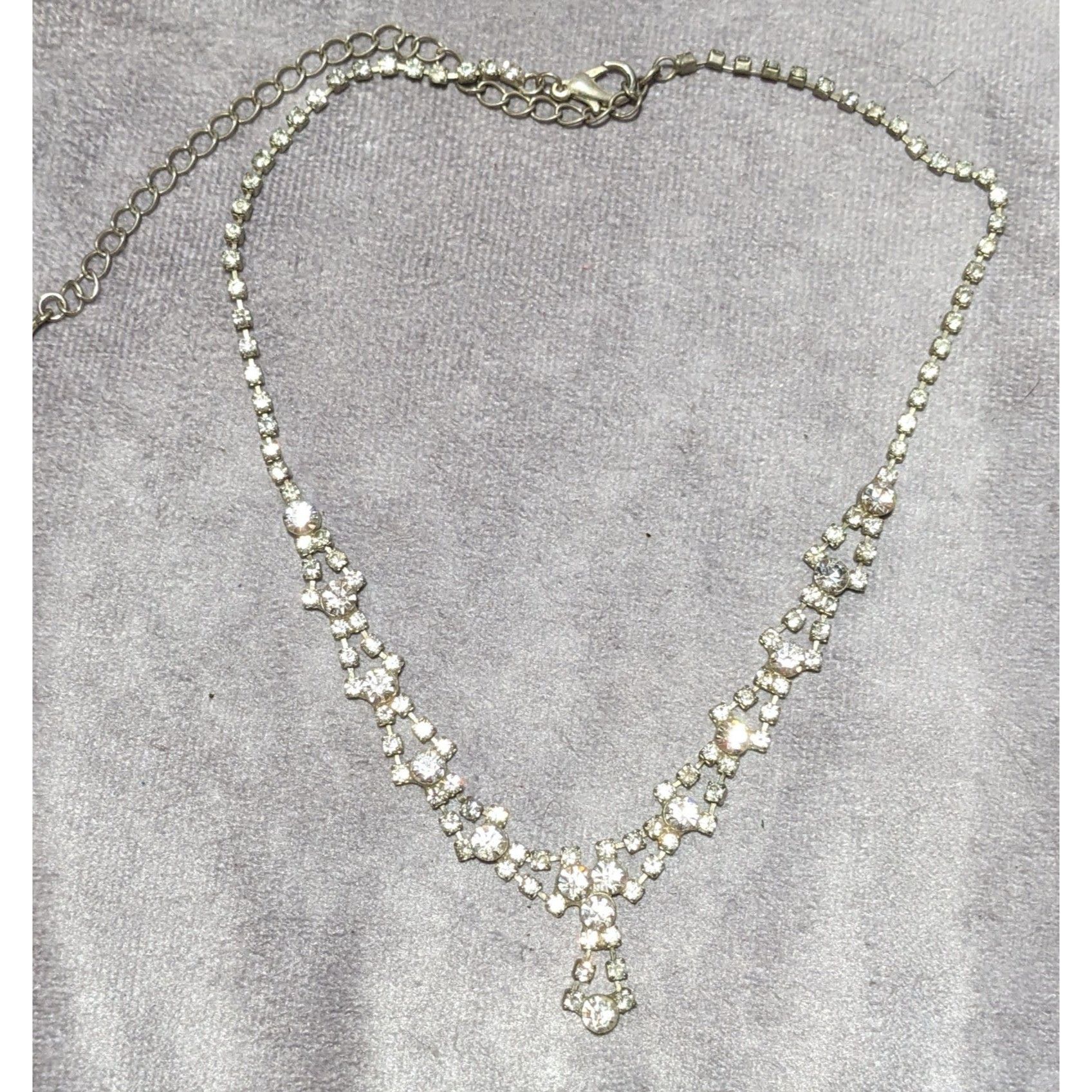 Other Vintage Silver Rhinestone Bridal Necklace Size ONE SIZE - 10 Thumbnail