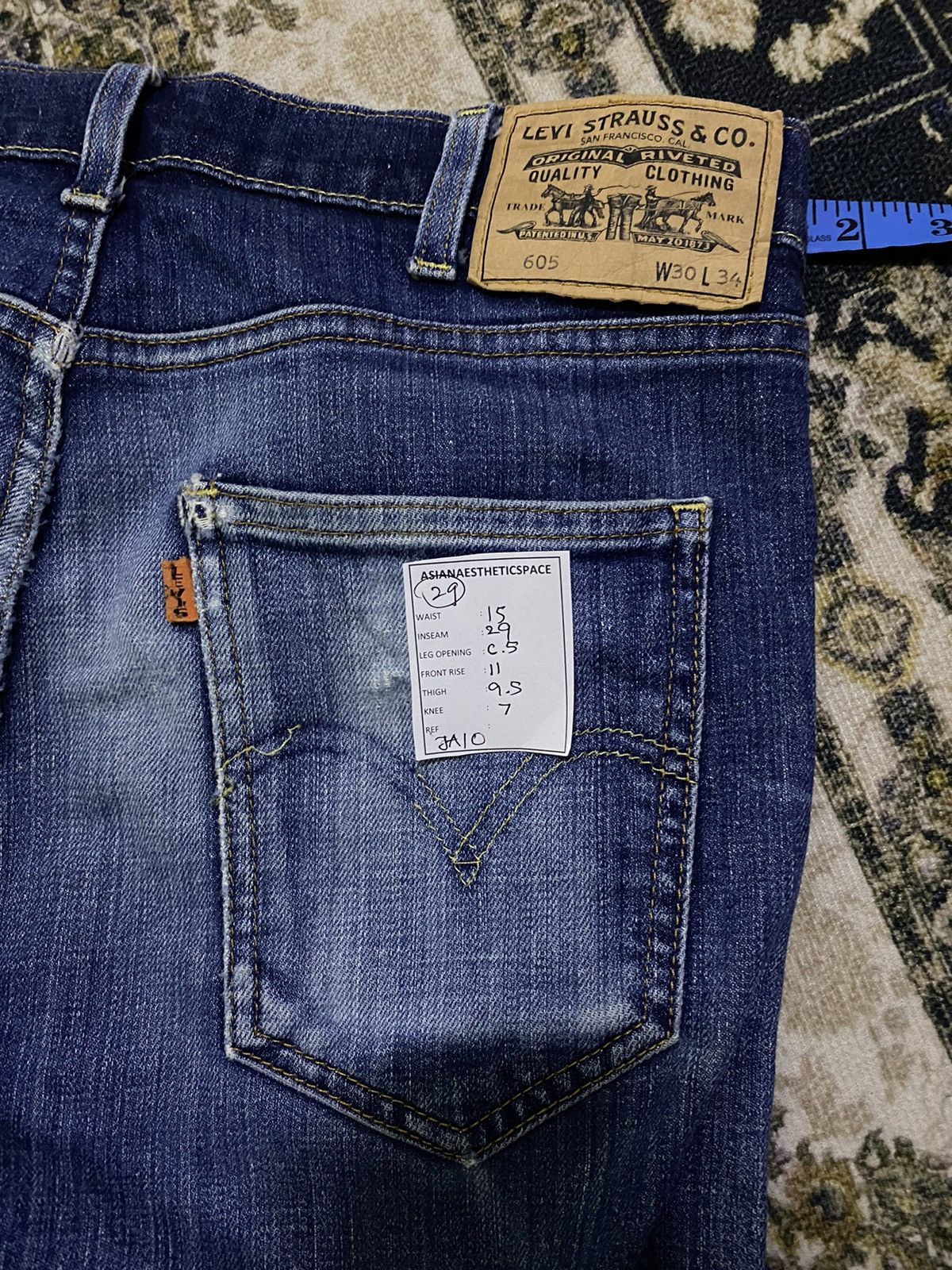 Levi's Levis Big E 605 Orange Tag Distressed Straight Cut Size US 29 - 12 Thumbnail