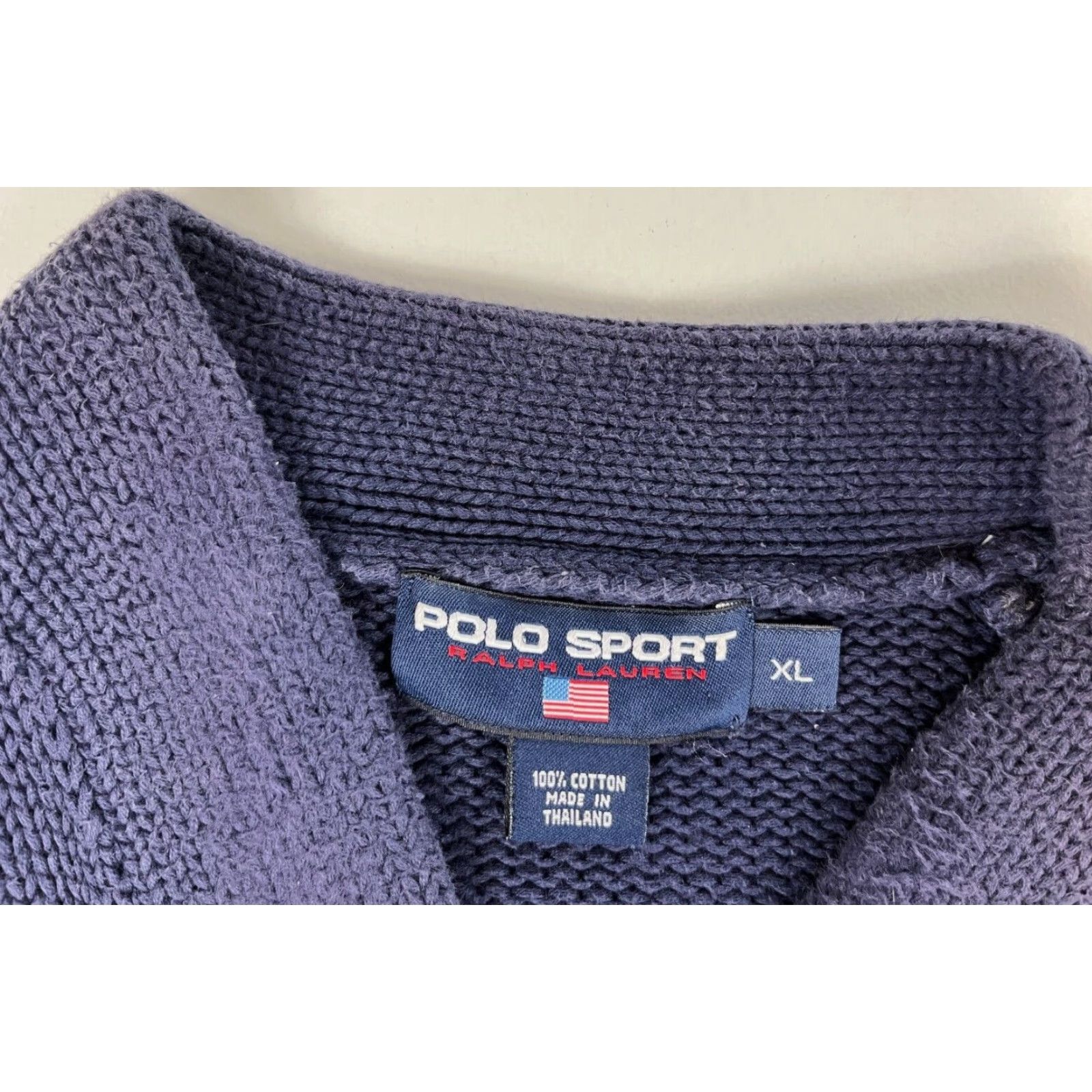 Polo Ralph Lauren VINTAGE Polo Sport Ralph Lauren Shirt Mens XL Navy Blue 90s Striped V-Neck Knit Sweater Pullover Size US XL / EU 56 / 4 - 4 Thumbnail