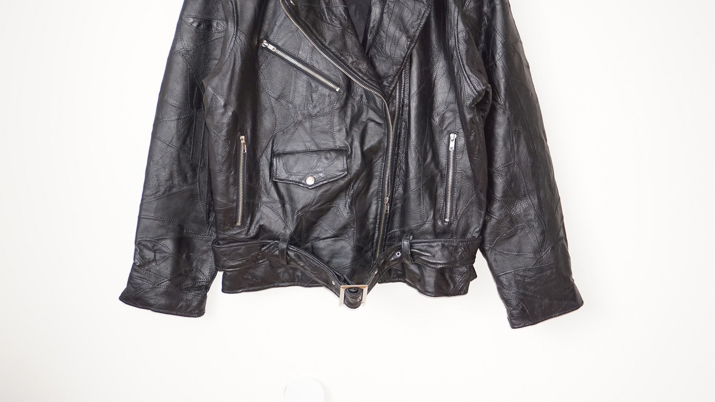Vintage Vintage 90s RARE Patchwork Biker Leather Jacket Ramones Punk Size US M / EU 48-50 / 2 - 3 Thumbnail