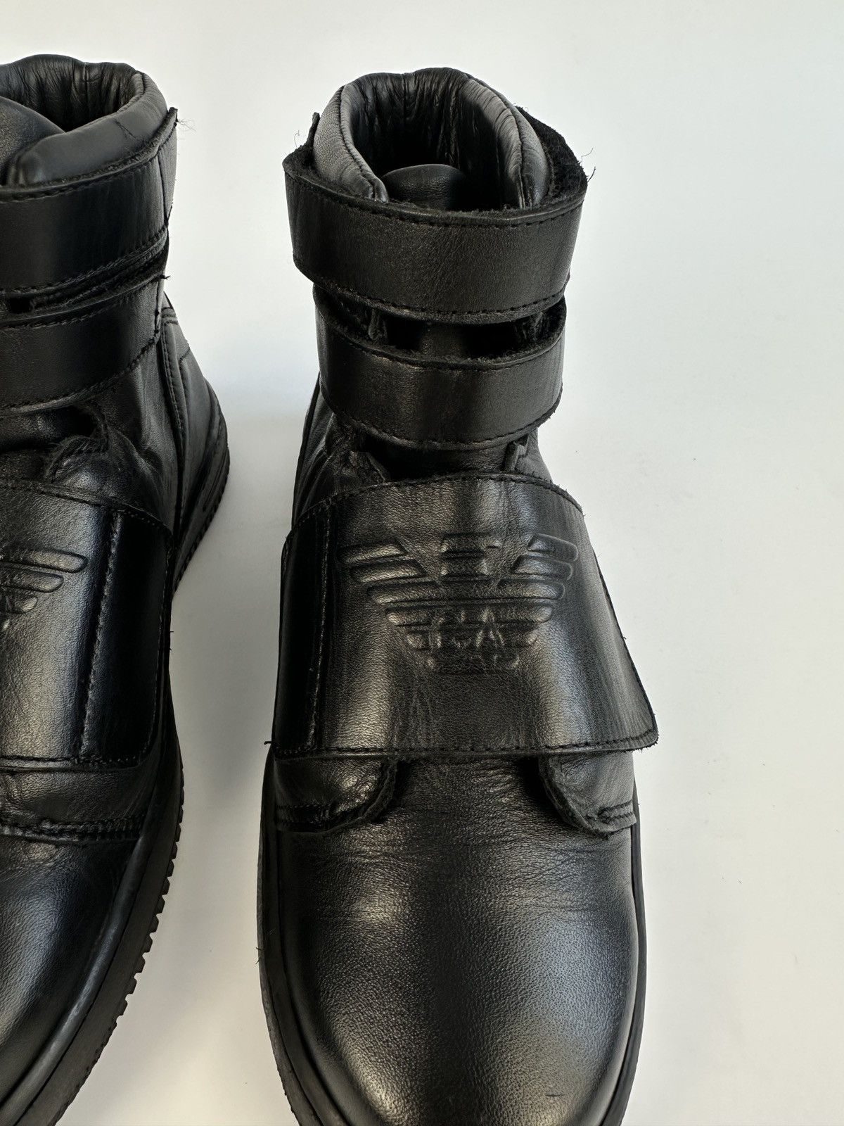 Armani ARMANI JUNIOR Black Leather High Top Ankle Boots Sneakers 37 Size US 7 / IT 37 - 6 Thumbnail