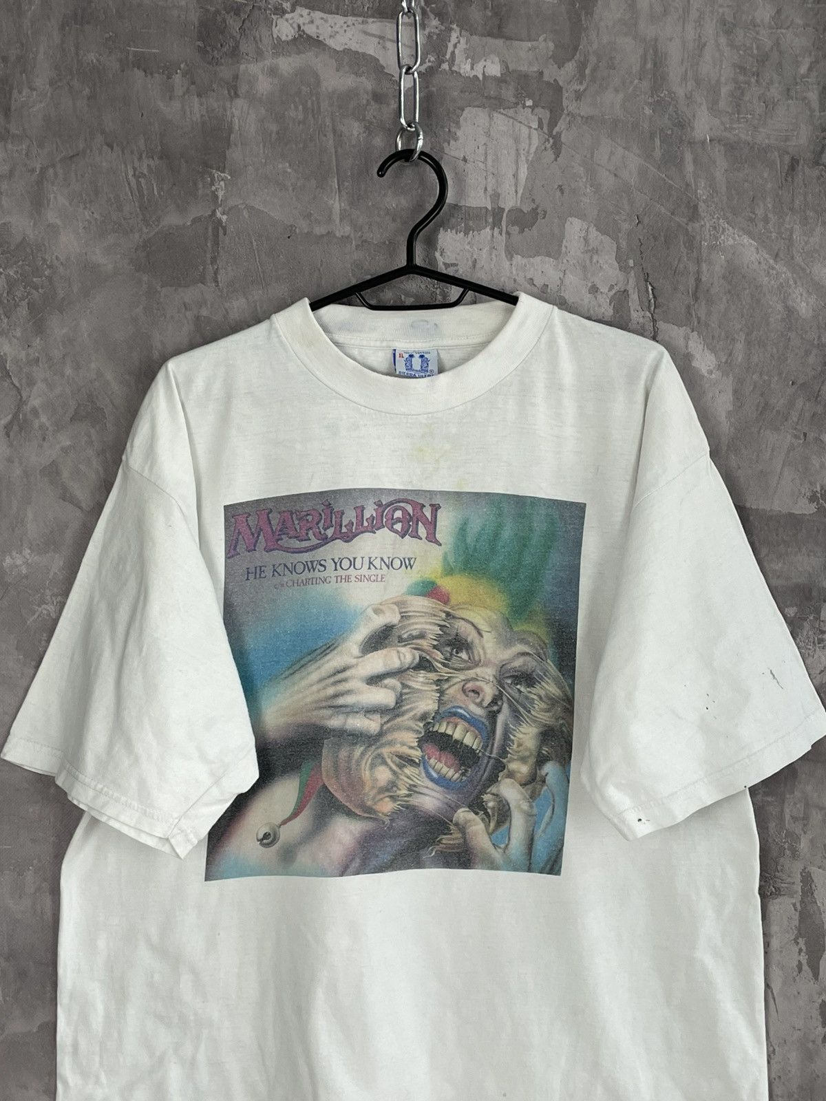 Band Tees Vintage 90s Marillion He Knows You Know Retro Band T Shirt Size US XL / EU 56 / 4 - 2 Thumbnail