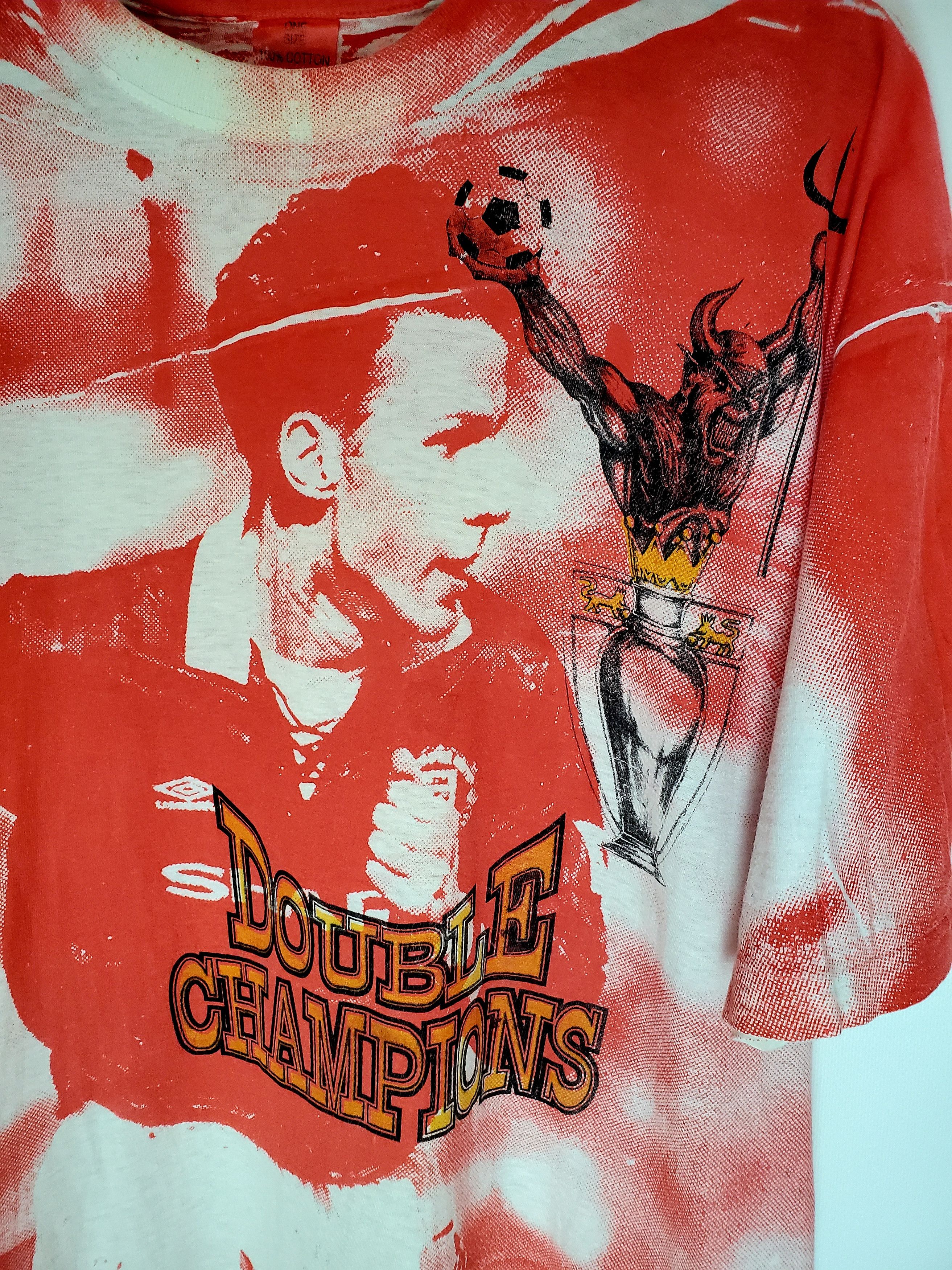 Vintage Vintage 90s Manchester united Double champions Overprint Xl Size US XL / EU 56 / 4 - 3 Thumbnail
