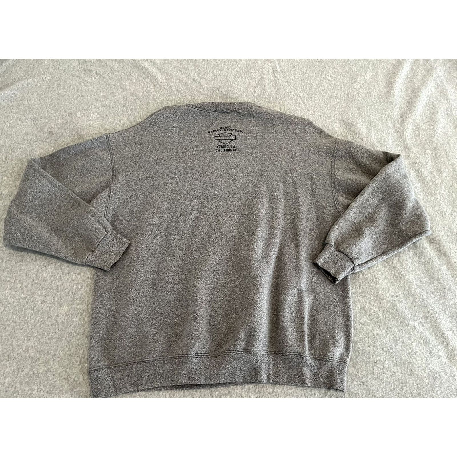 Harley Davidson VINTAGE Harley-Davidson Gray Sweater Men L Crew Neck Pullover Cotton Blend Dated Temecula Holoubek Made In USA Size US L / EU 52-54 / 3 - 5 Thumbnail