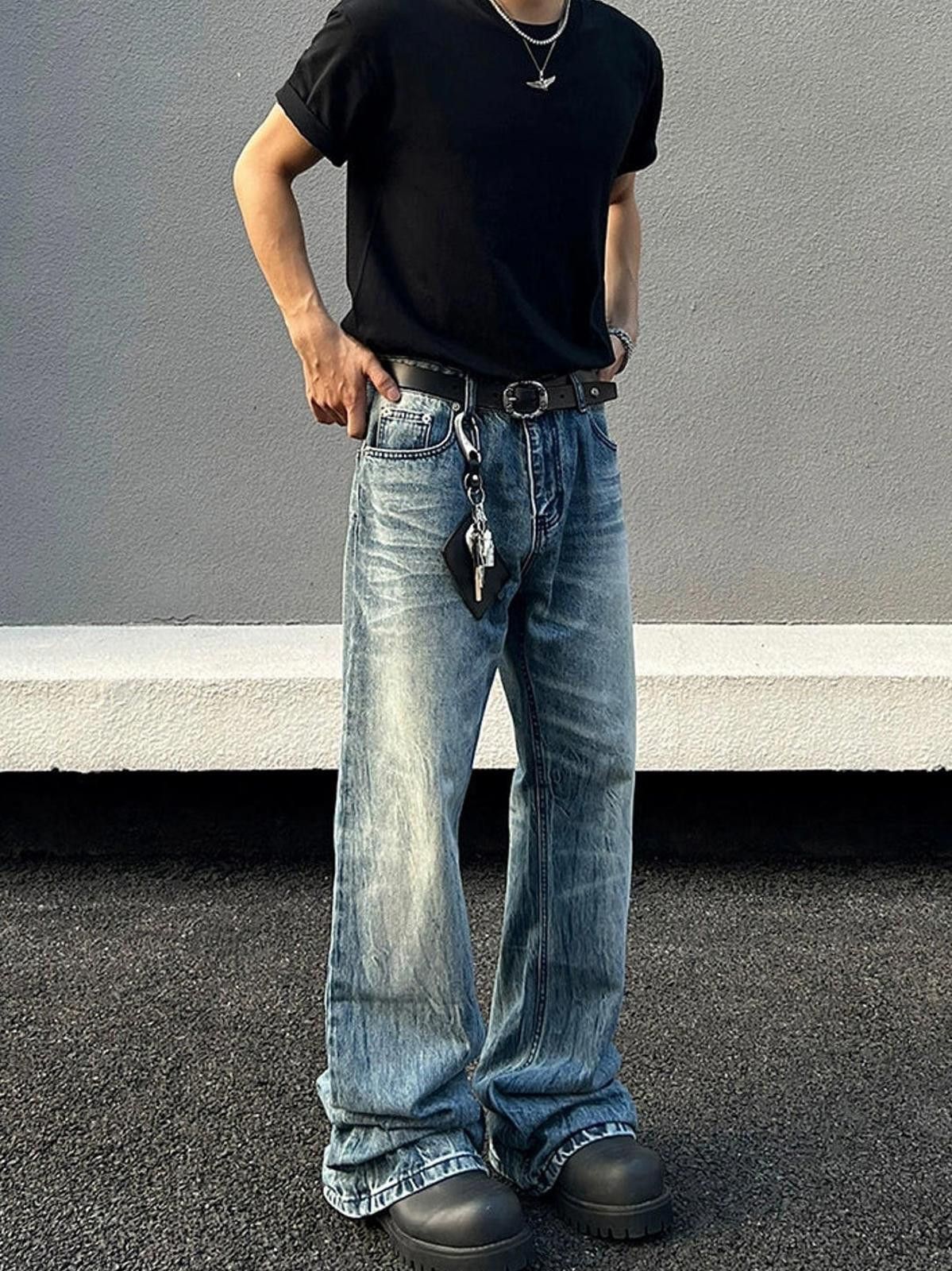 Other Whiskered Distressed Wide-Leg Jeans Size US 32 / EU 48 - 3 Thumbnail