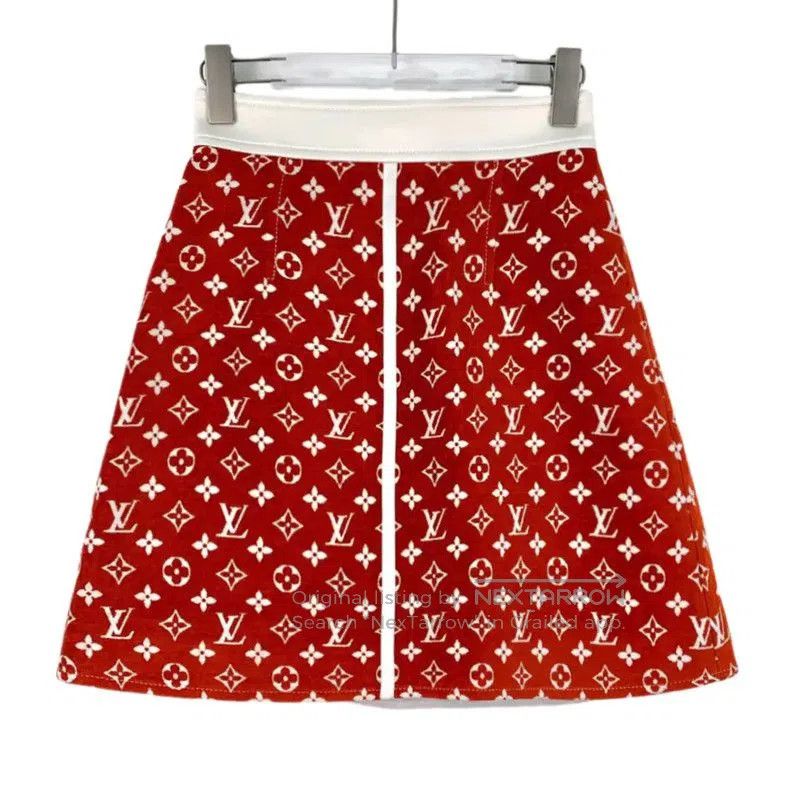 Louis Vuitton Louis Vuitton Red Printed Skirt for Women . Size 22" - 1 Thumbnail
