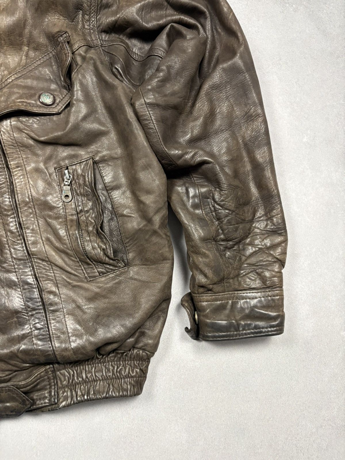Vintage 80s Vintage Leather Aviator Bomber Jacket Sherpa Lined Size US XL / EU 56 / 4 - 6 Thumbnail