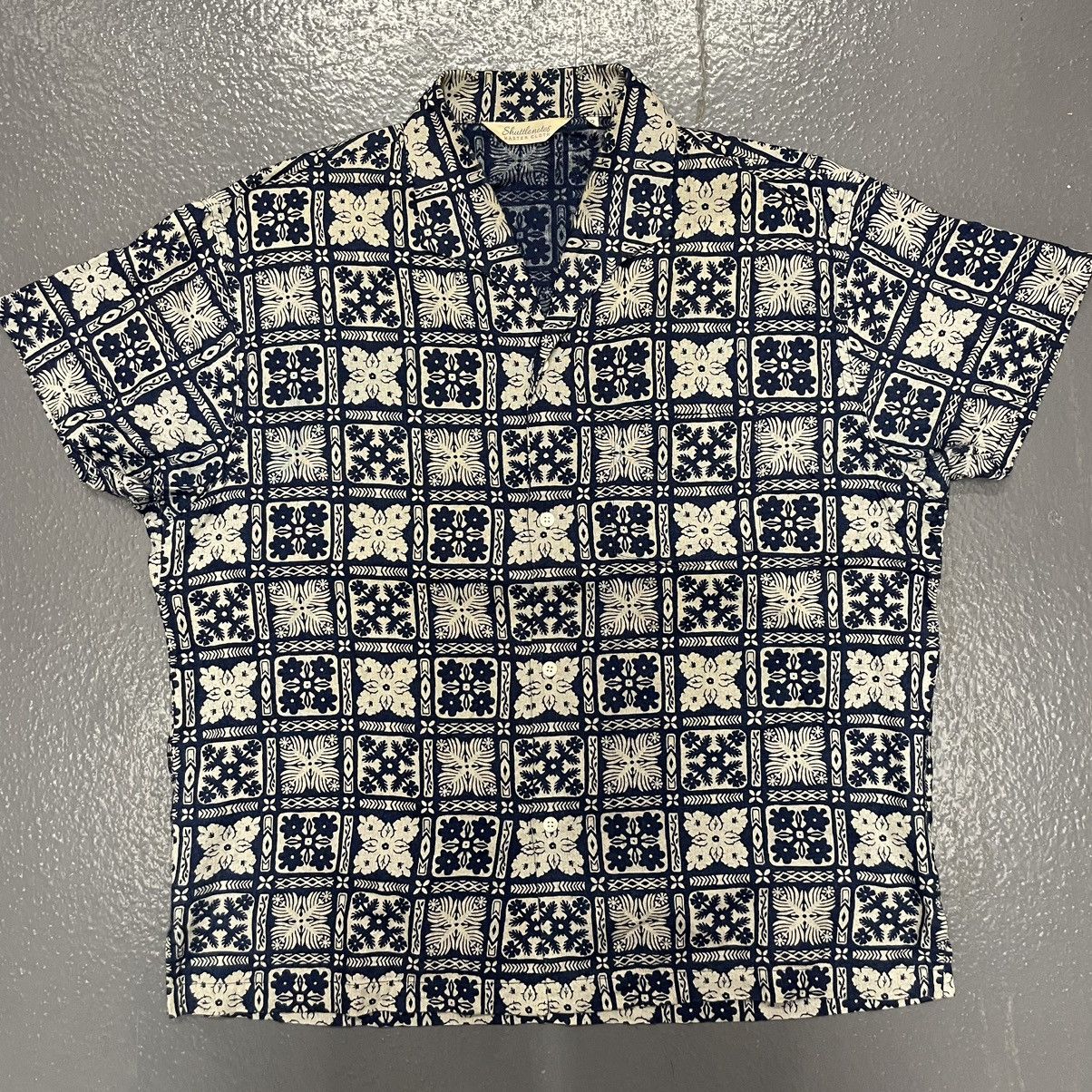 Shuttle Notes Master Cloth Indigo Floral Block Print Shirt Camp Collar Size US L / EU 52-54 / 3 - 1 Thumbnail
