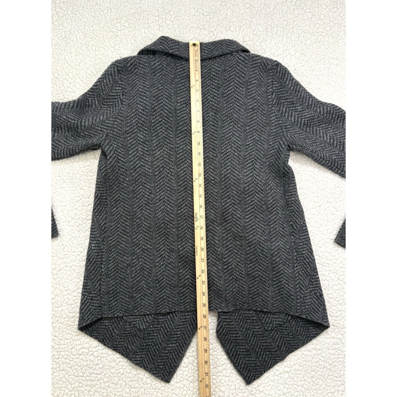 Ralph Lauren VINTAGE Lauren Ralph Lauren Womens Cardigan Open Front Herringbone Wool Blend M Gray Sweatshirt Style Cardigan Womens M Size M / US 6-8 / IT 42-44 - 6 Thumbnail