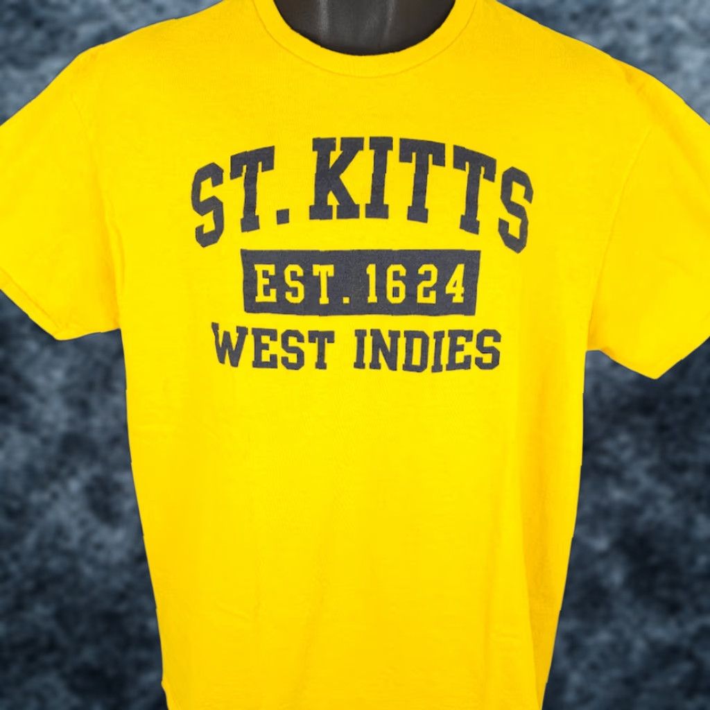 Delta St Kitts T Shirt Mens L Yellow West Indies Travel Destination Tee Size US L / EU 52-54 / 3 - 1 Thumbnail