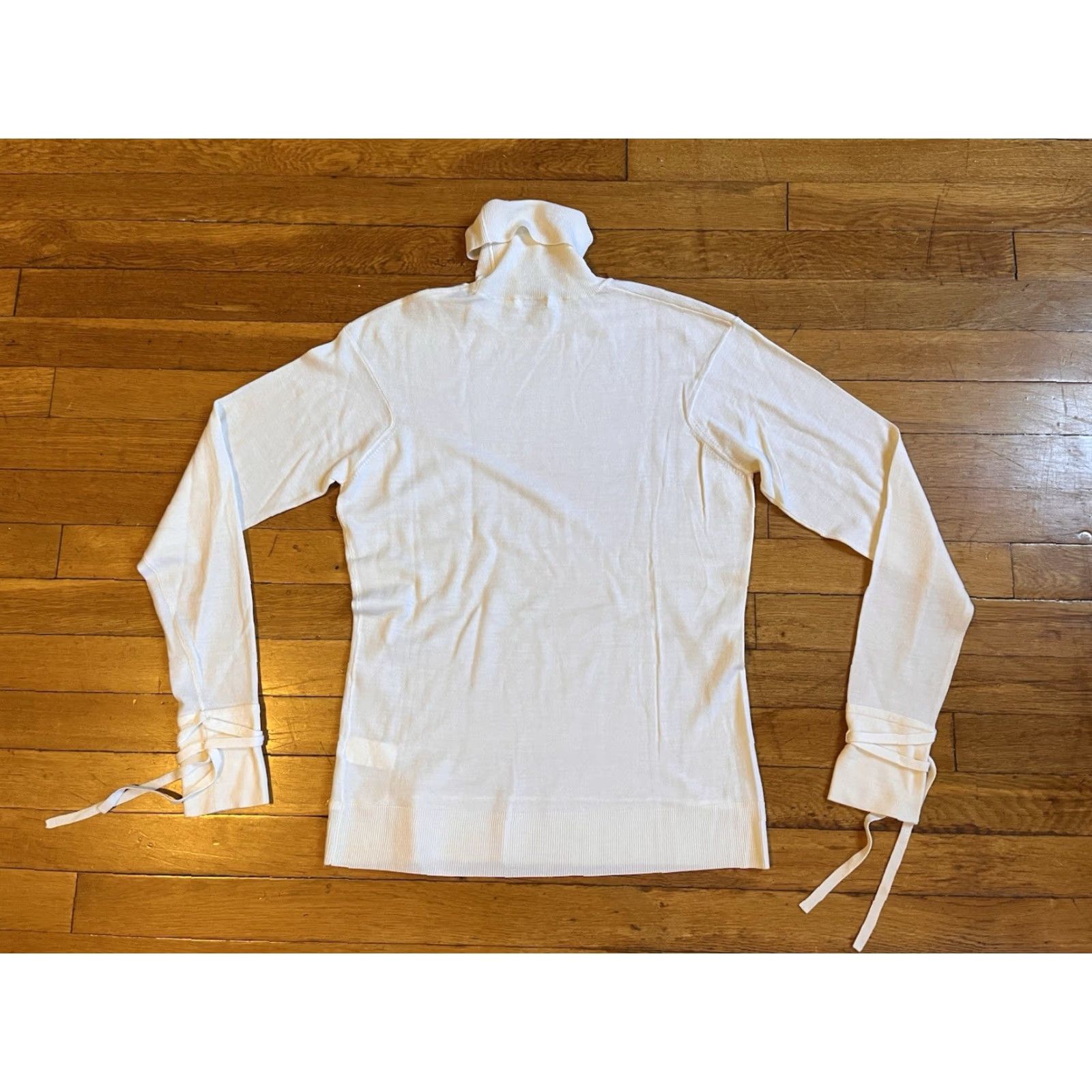 Vintage Chaiken Turtleneck Sweater Knit Shirt Women’s L Ivory Tasseled Sleeve Size L / US 10 / IT 46 - 6 Thumbnail