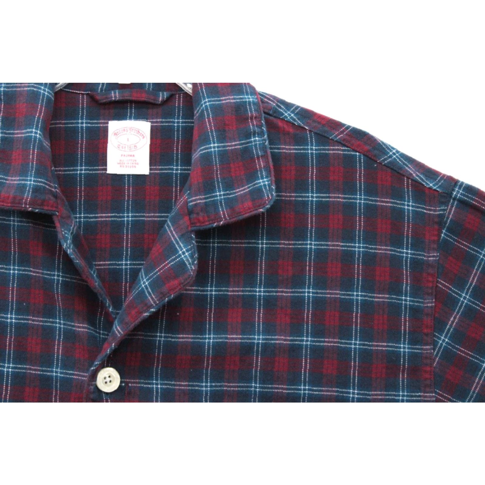 Brooks Brothers Brooks Brothers Pajama Shirt Men’s Large Blue & Red Plaid Cotton Flannel Cozy Shirt Size US L / EU 52-54 / 3 - 2 Thumbnail