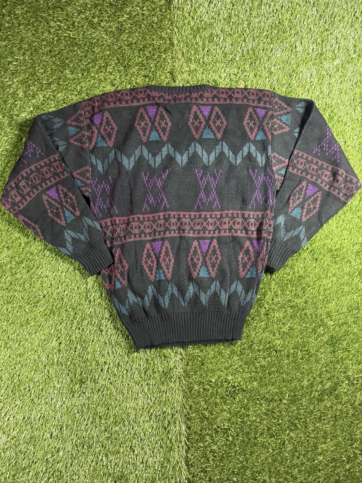 Vintage Vintage 90s Premium Wool Aztec Aqua Style Skate Knit Sweater Size US L / EU 52-54 / 3 - 3 Thumbnail