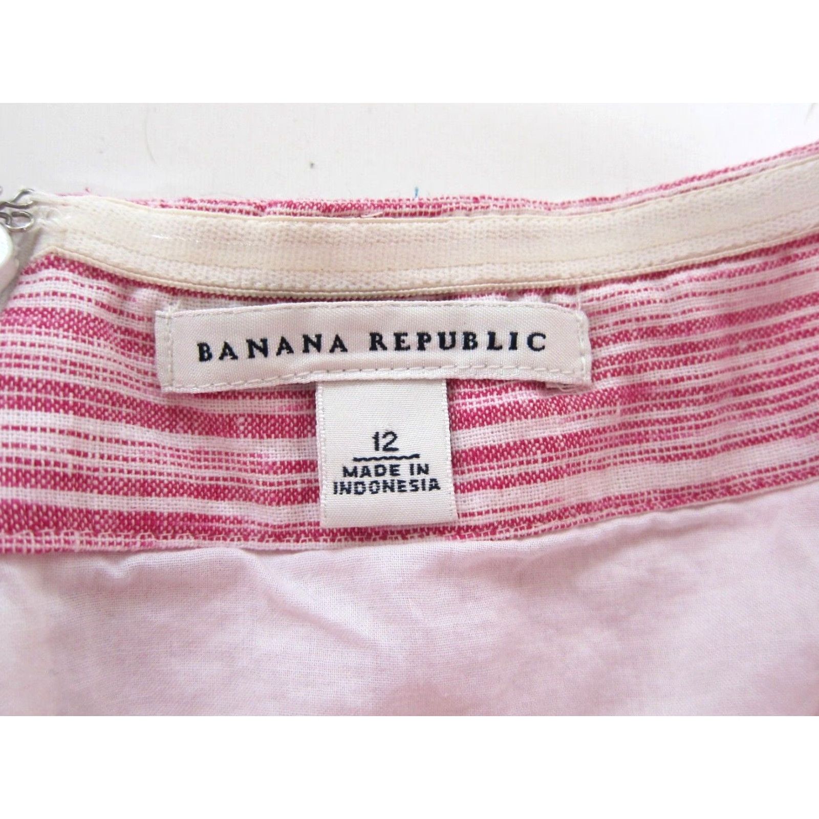Banana Republic Banana Republic Linen Pink White Stripe Strapless Empire Waist Dress 12 Size XL / US 12-14 / IT 48-50 - 4 Thumbnail