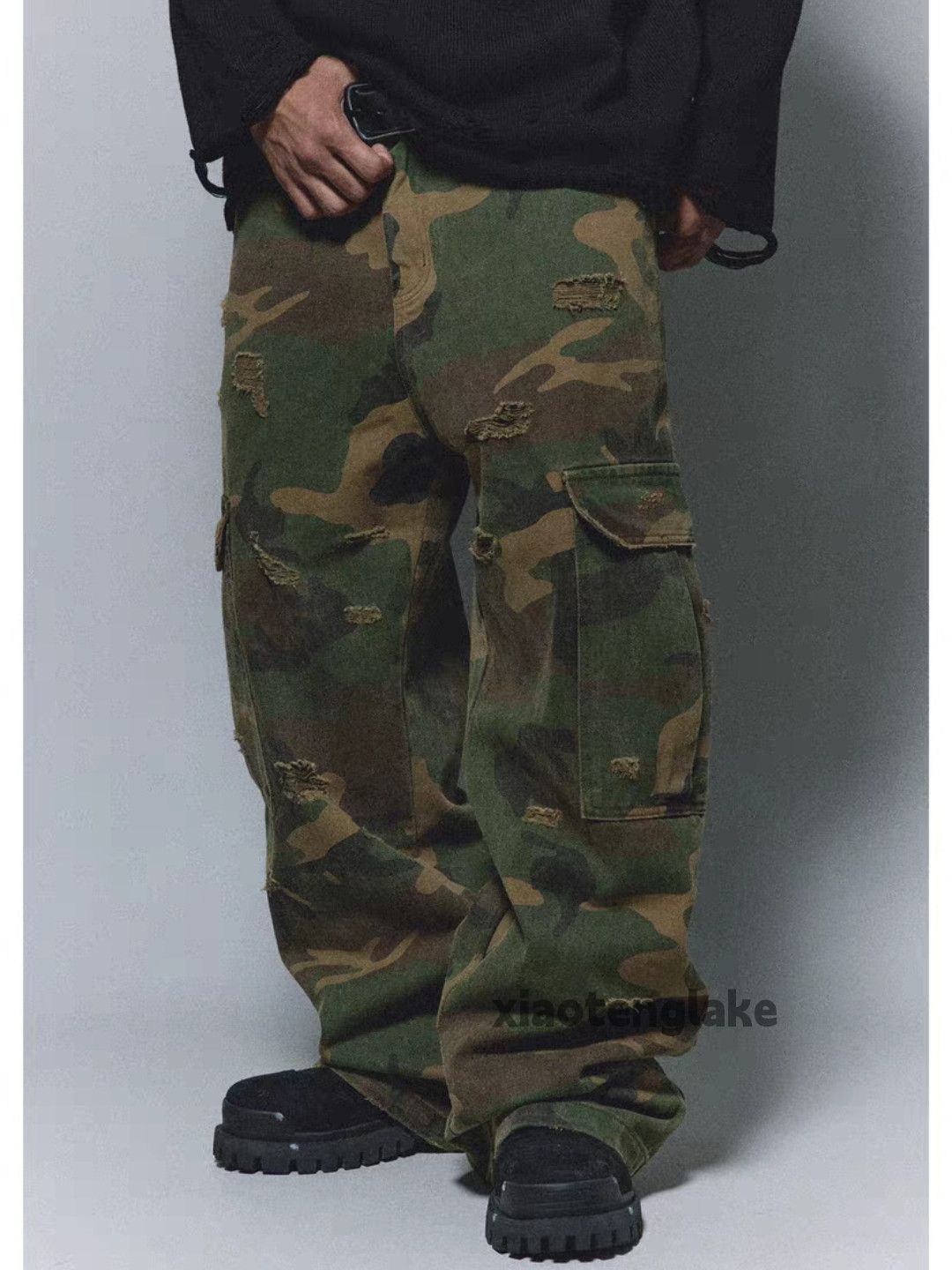 Vintage Utility loose baggy skate hiphop ripped camo pants Size US 32 / EU 48 - 5 Thumbnail