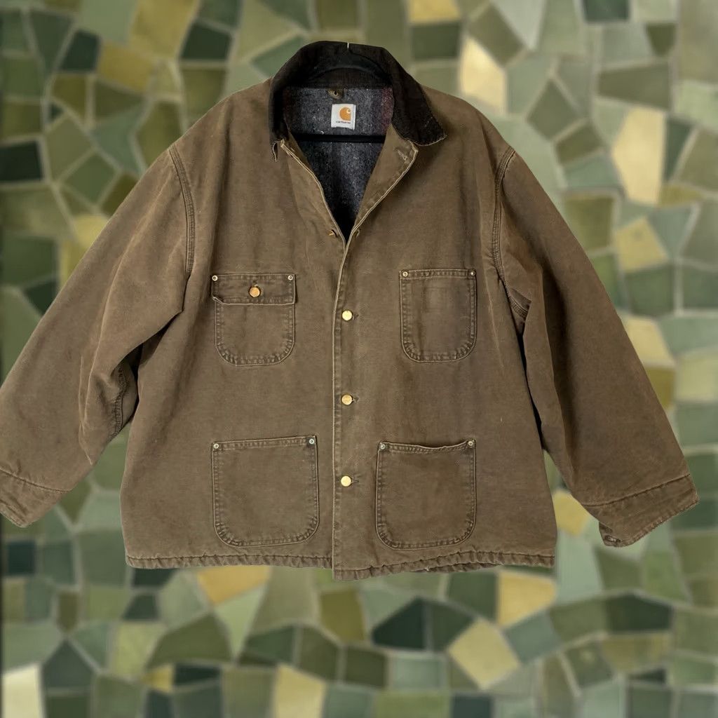 Carhartt VINTAGE Carhartt Coat Chore 2XL Jacket Barn Brown Duck Canvas Lined 90s Outdoor Working Mens Jackets Size US XXL / EU 58 / 5 - 1 Thumbnail