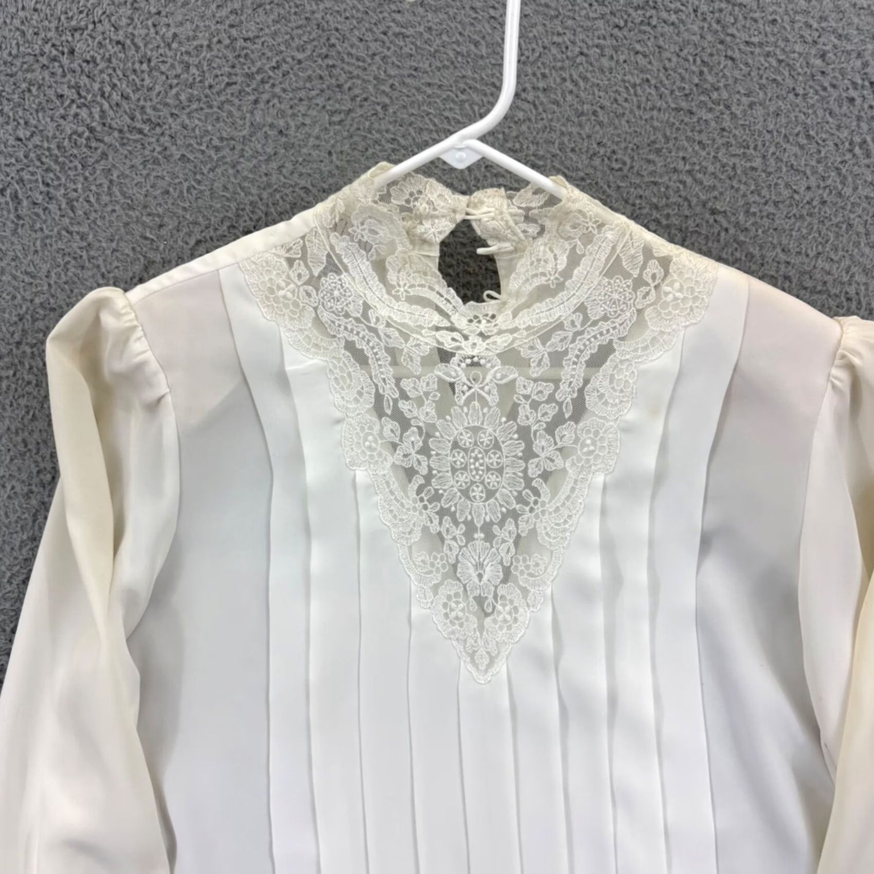 Vintage VINTAGE Sellecca Shirt Womens 12 White Blouse Embroidered 80s Button Lace Top Size XL / US 12-14 / IT 48-50 - 3 Thumbnail