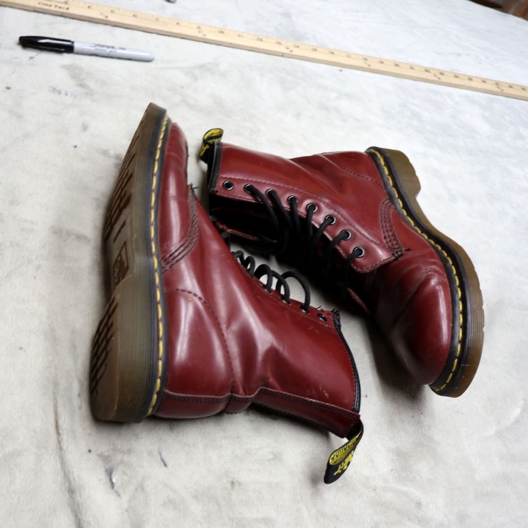 Dr. Martens Dr. Martens Combat Boots Womens 8 Red Leather Lace Up Classic Casual Size US 9 / IT 39 - 5 Thumbnail