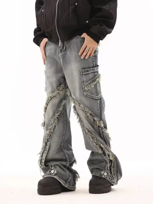 VIBE Retro ruined whiskering design washed distressed jeans Size US 30 / EU 46 - 4 Thumbnail