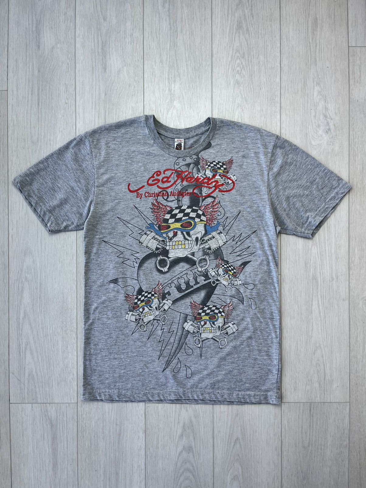 Christian Audigier × Ed Hardy × Japanese Brand Vintage Ed Hardy T-Shirt by Christian Audigier Skull Y2K 90 Size US XXL / EU 58 / 5 - 1 Thumbnail