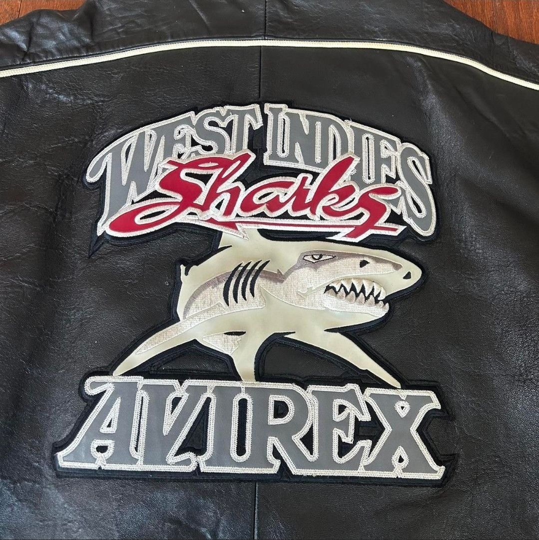 Avirex VTG Avirex Black West Indies Sharks Leather Bomber Size US XXL / EU 58 / 5 - 3 Thumbnail
