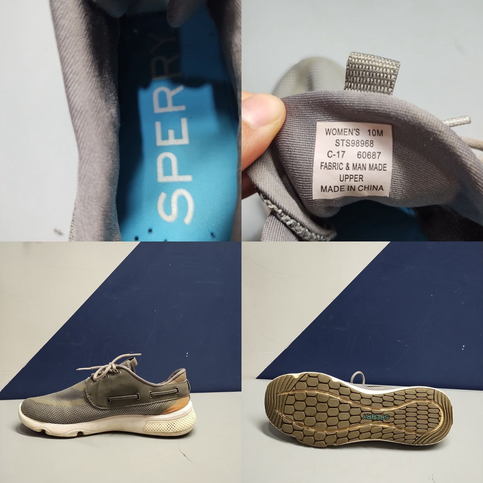 Sperry Sperry Athletic Sneakers Womens Size 10 Gray & White Fabric Round Toe STS98968 - Pre-owned Size US 10 / IT 40 - 8 Thumbnail