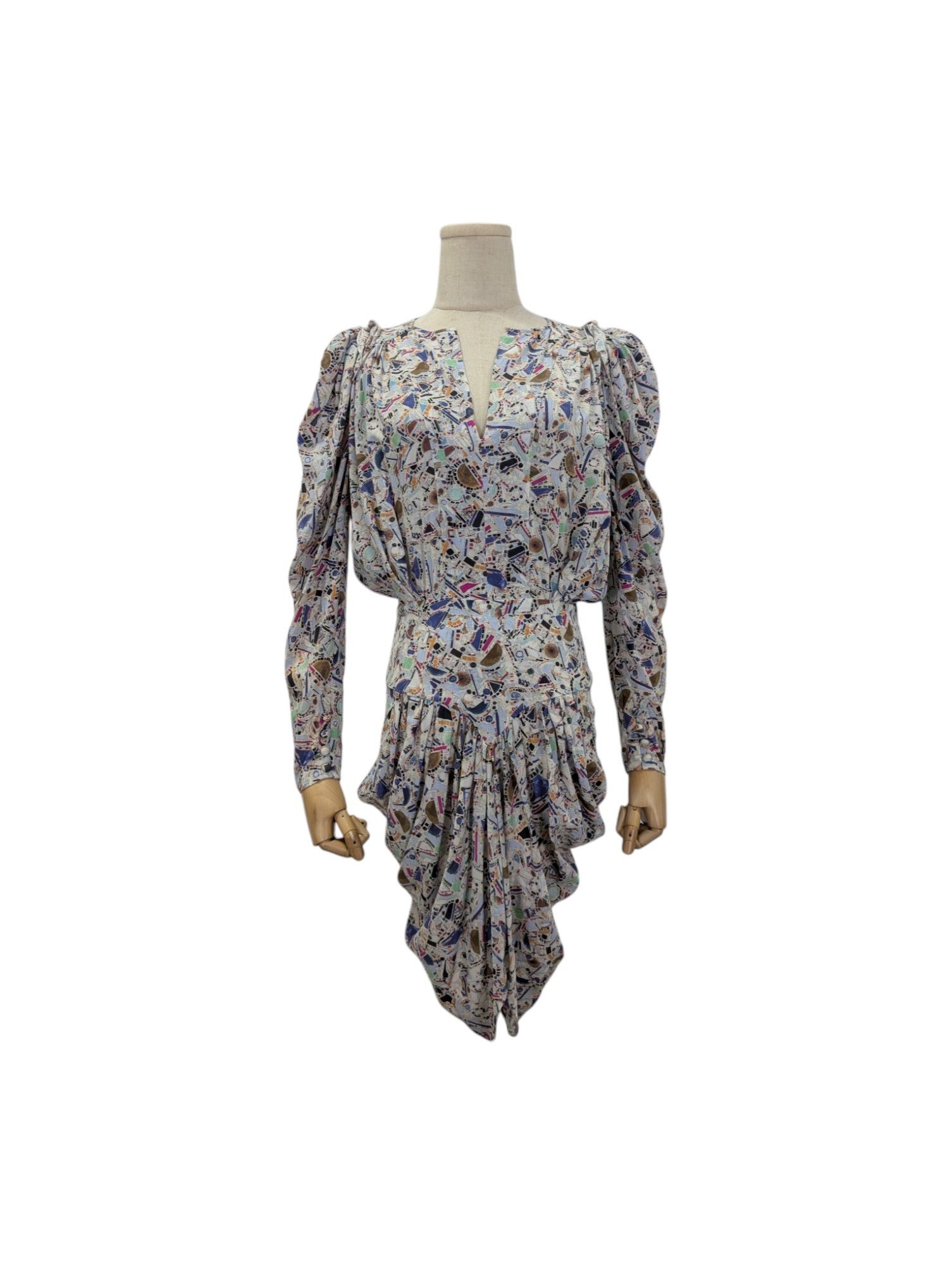 Isabel Marant Floral Print Long Sleeves Dress With Draping End Size XS / US 0-2 / IT 36-38 - 1 Thumbnail