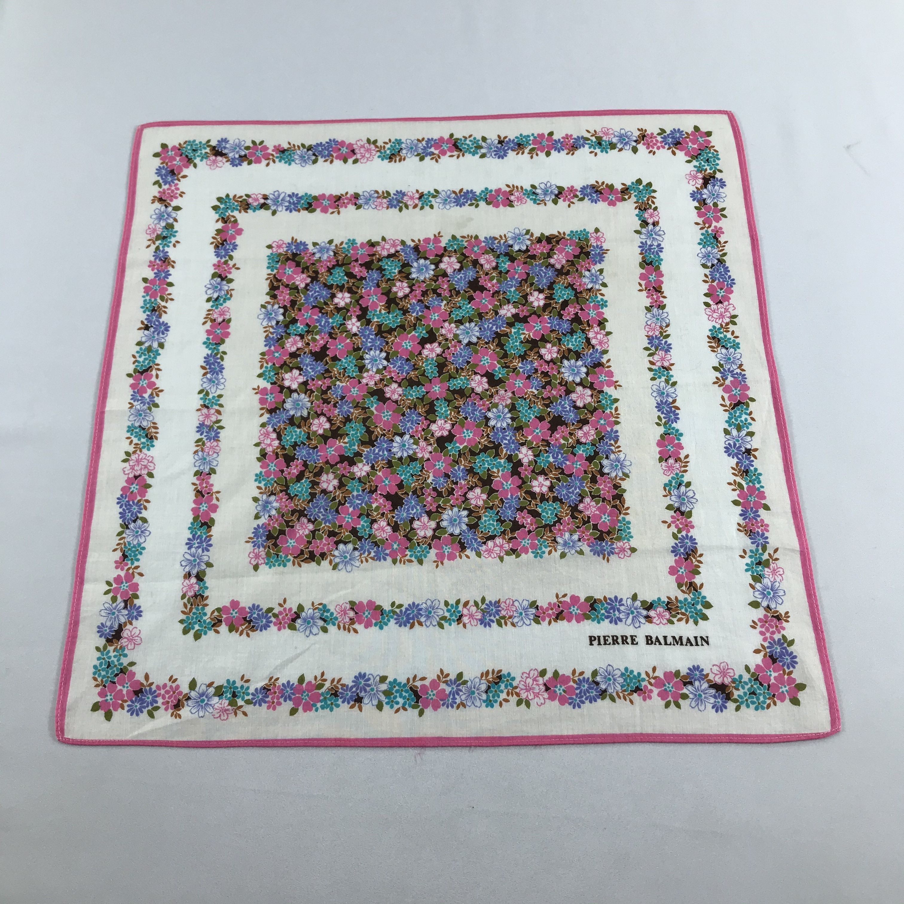 Pierre Balmain Pierre Balmain Floral Handkerchief Neckerchief Bandana H987 Size ONE SIZE - 2 Thumbnail