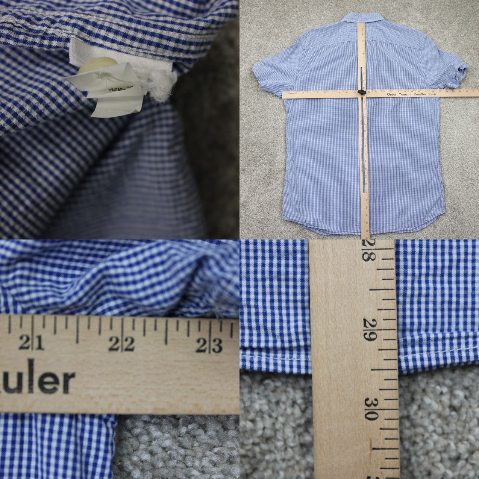 Banana Republic Banana Republic Shirt Men L Blue/White Checkered Textured S/S Slim Fit Button-Up, Casual, Workwear, Boys? No, Mens, Blue Size US L / EU 52-54 / 3 - 8 Thumbnail