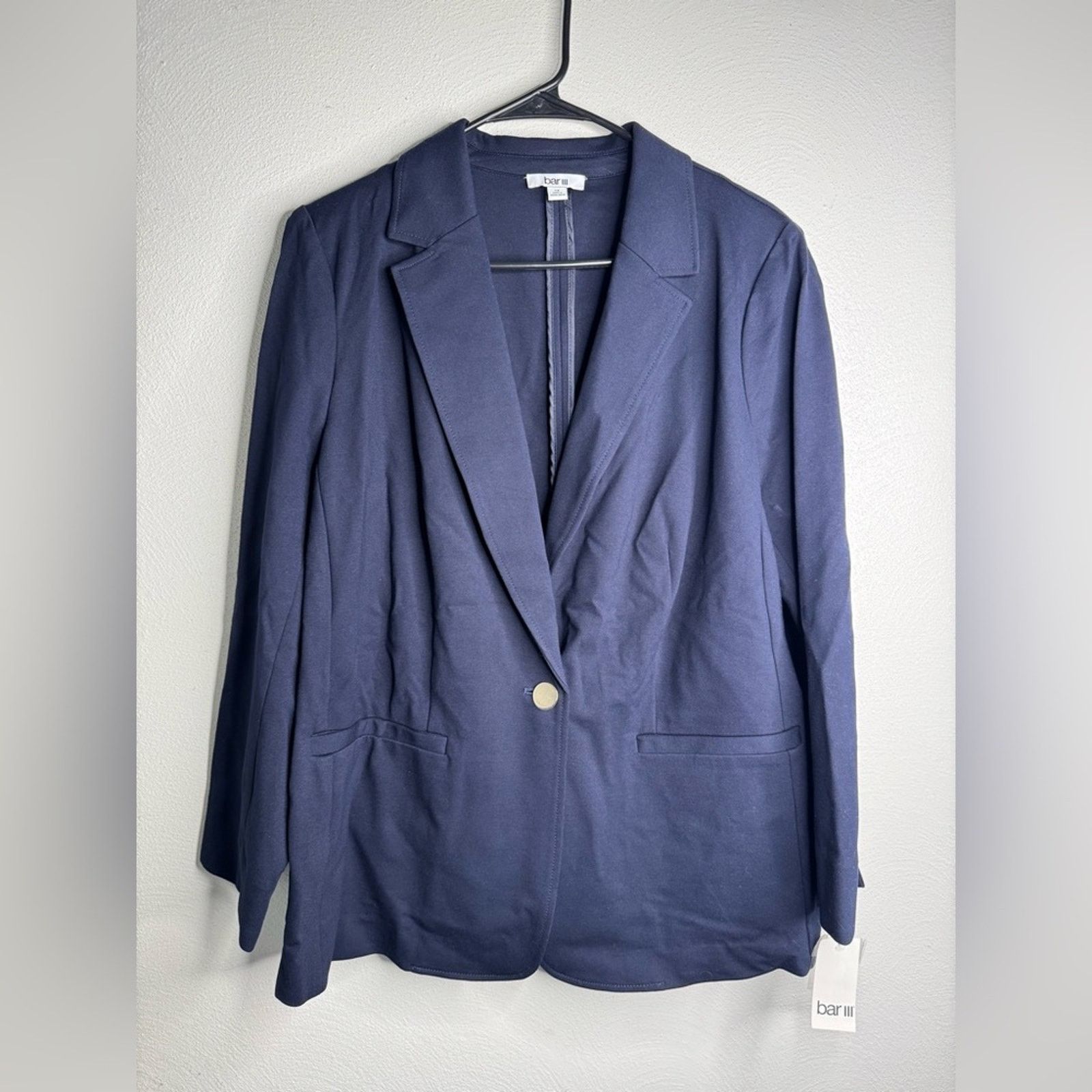 Bar III Bar III Navy Blue Notch Collar Blazer Size XL / US 12-14 / IT 48-50 - 3 Thumbnail