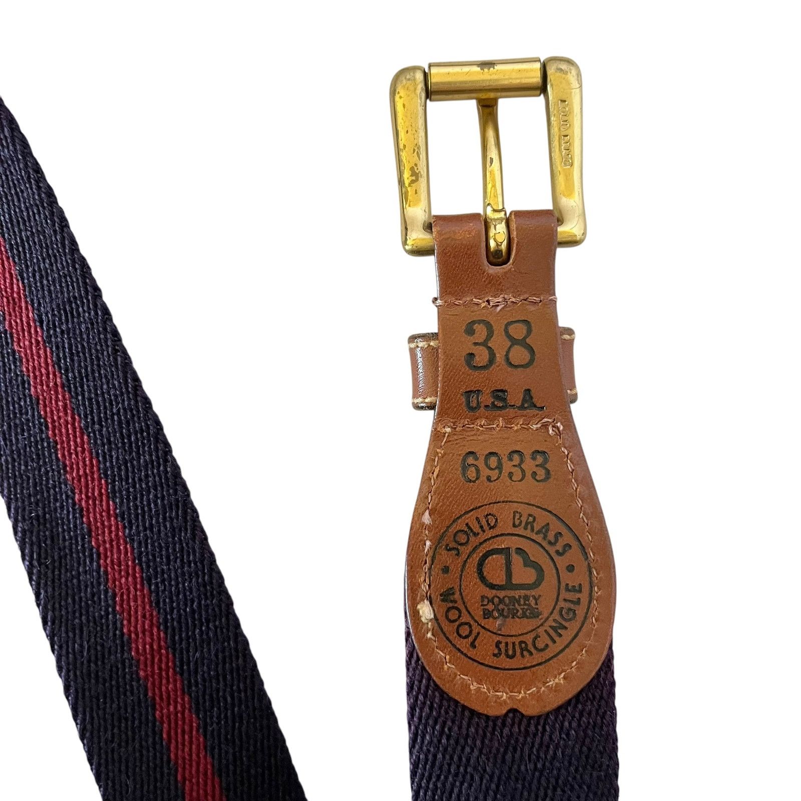 Dooney & Bourke × Vintage Dooney & Bourke Vintage Leather Stripe Wool Surcingle Belt Size 38 - 4 Thumbnail