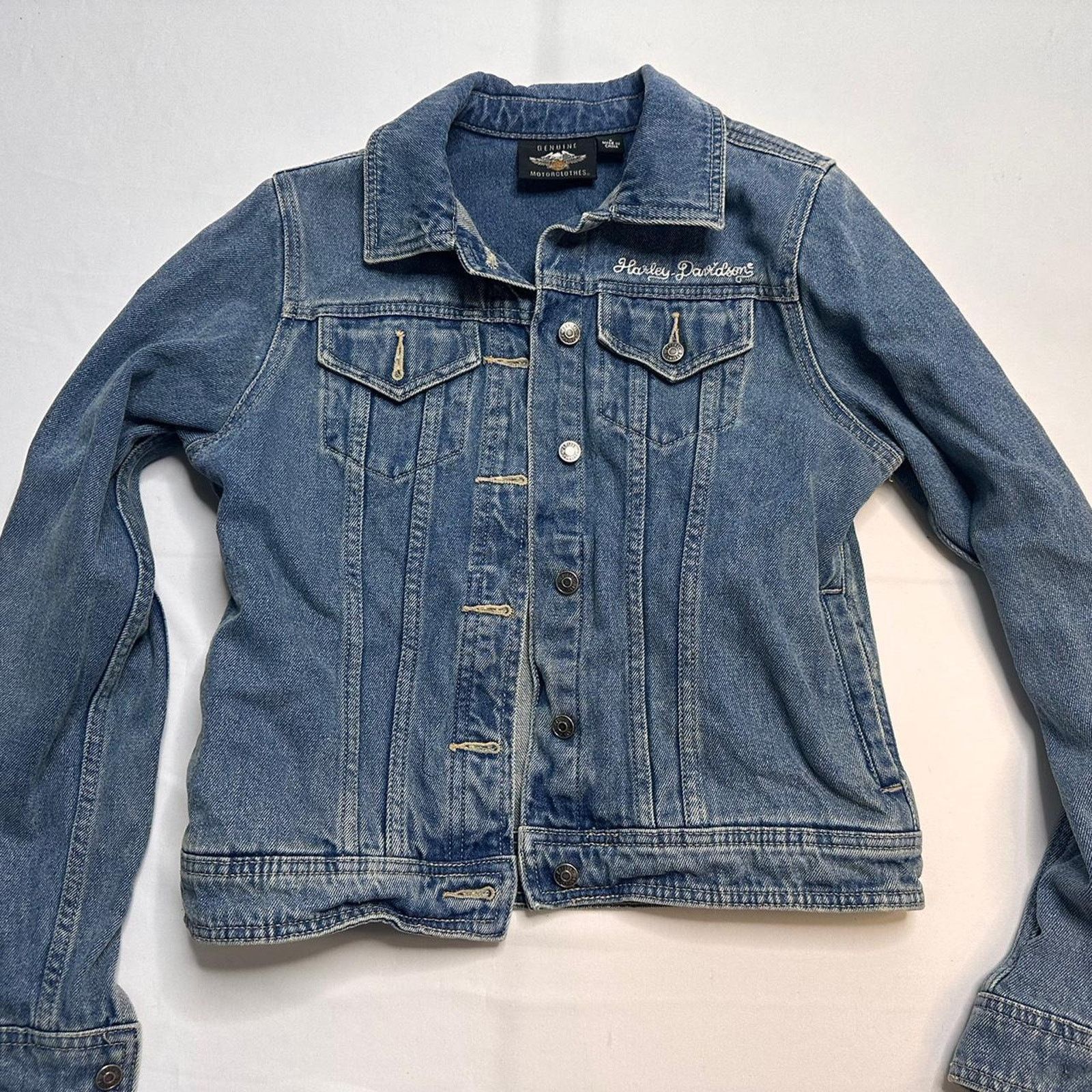 Harley Davidson Harley DavidSon Denim Size S Blue Orange White Embroidered Size S / US 4 / IT 40 - 2 Thumbnail