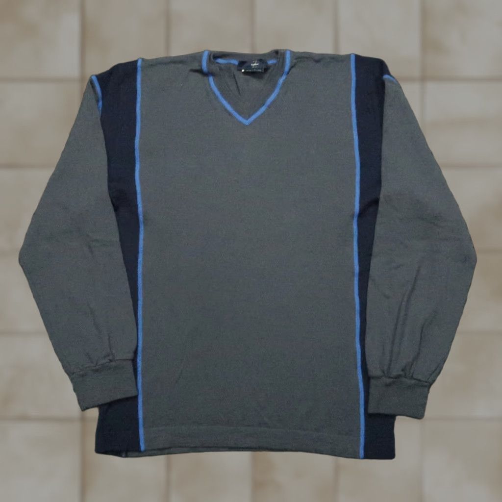 Ermenegildo Zegna Zegna Sport Sweater Mens M Gray Blue V Neck Pullover Jumper Size US M / EU 48-50 / 2 - 1 Thumbnail