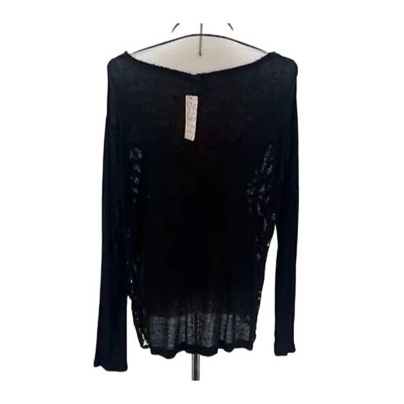 Free People NWT Free People Black Lace Inset Slouchy Linen Blend Top | B Size S / US 4 / IT 40 - 6 Thumbnail