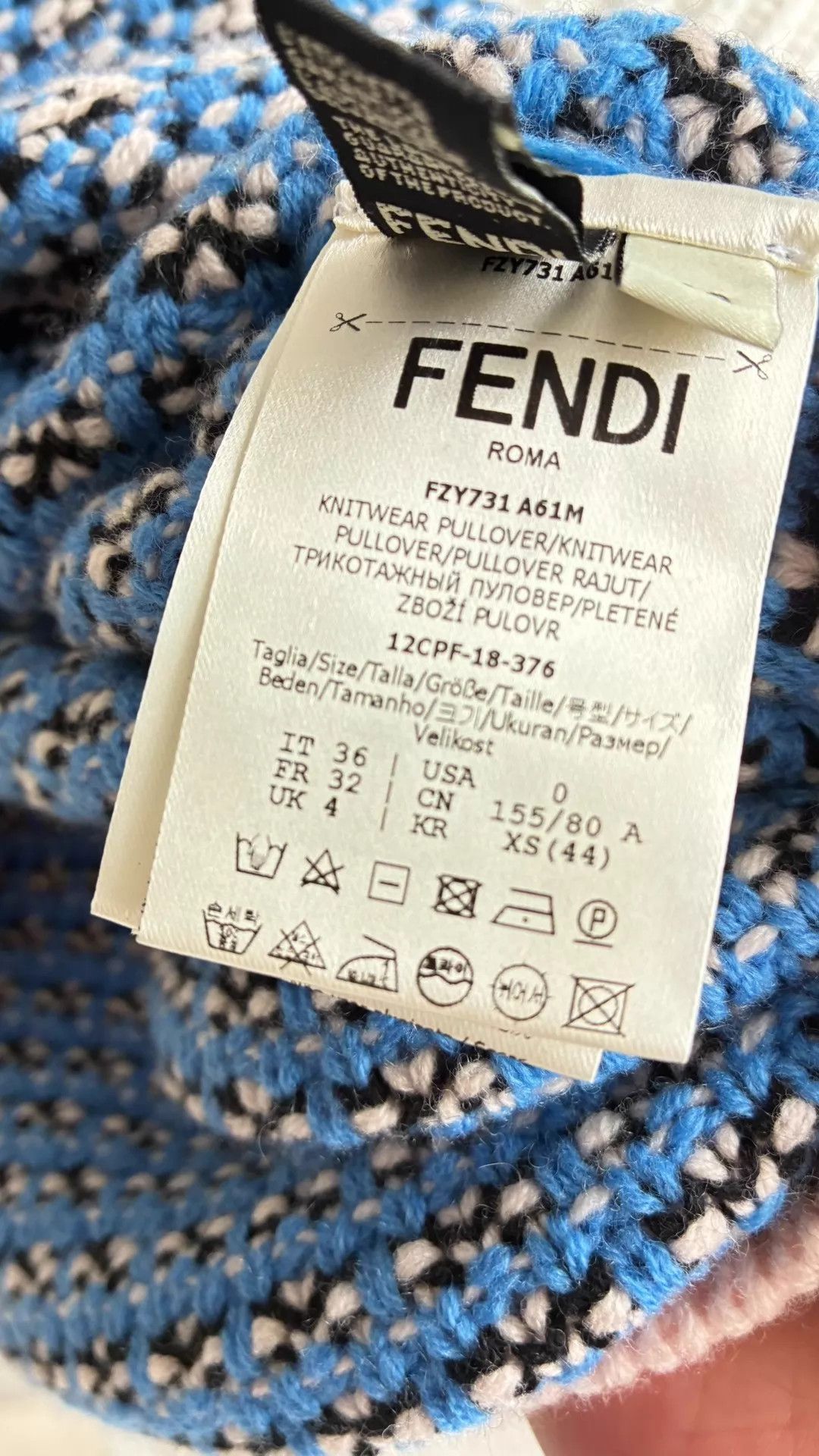 Fendi FENDI Color Blocked Wool Sweater Women's 36 Hat Zipper Size XS / US 0-2 / IT 36-38 - 6 Thumbnail