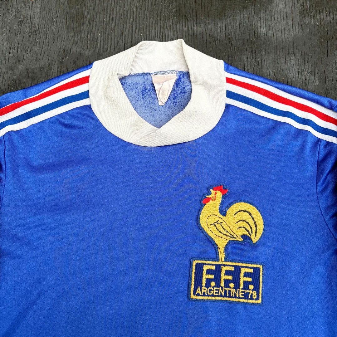 Adidas France FFF 1978 78 70s Vintage Adidas World Cup Jersey Shirt Size US S / EU 44-46 / 1 - 2 Thumbnail