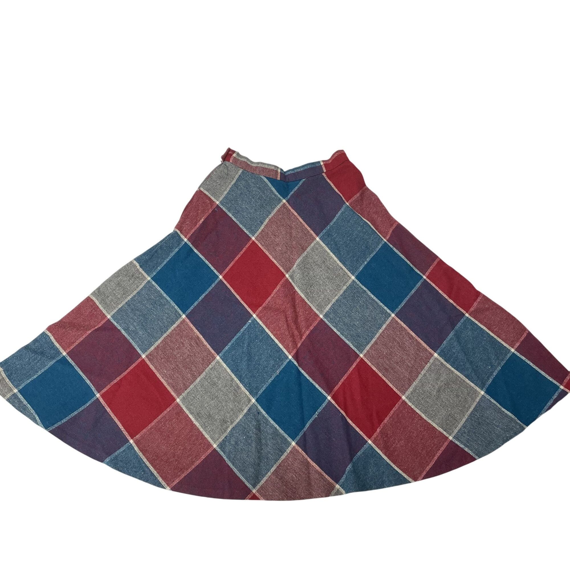 Other Vtg Catalina Sportswear MoD Red Blue PLAID Wool Skirt Size 30" / US 8 / IT 44 - 2 Thumbnail
