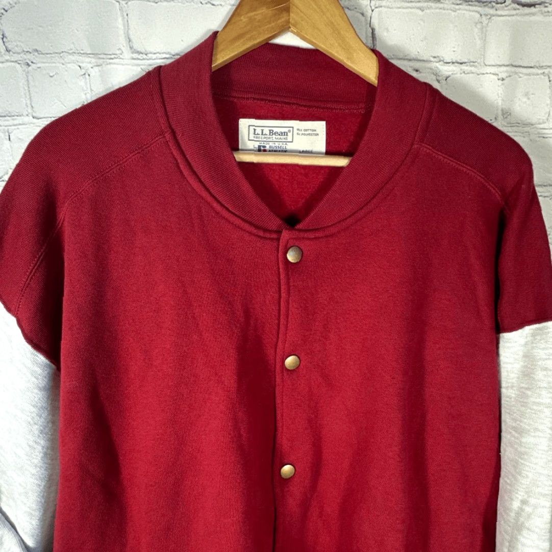 Vintage VINTAGE L.L. Bean Varsity Jacket Jacket Unisex Adults Large Red Grey Snap Closure Pockets Fleece Letterman Stadium 90s Size US L / EU 52-54 / 3 - 2 Thumbnail