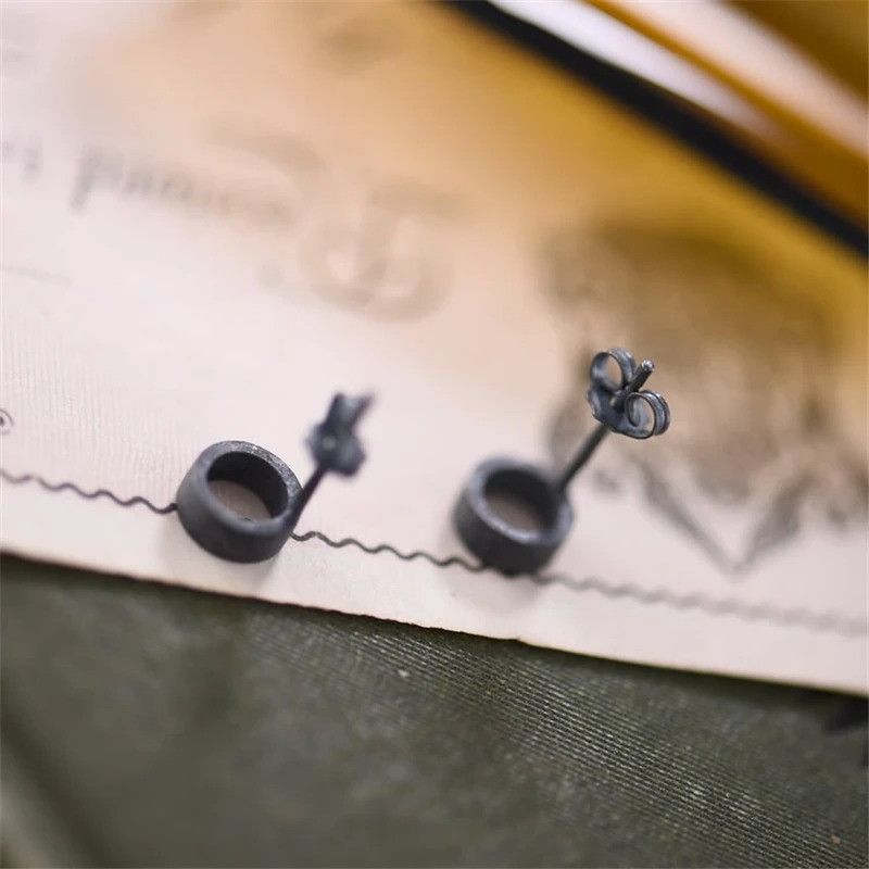 Jewelry Hollow Round Stud Earrings 925 Sterling Ear Charms Gift Size ONE SIZE - 4 Thumbnail