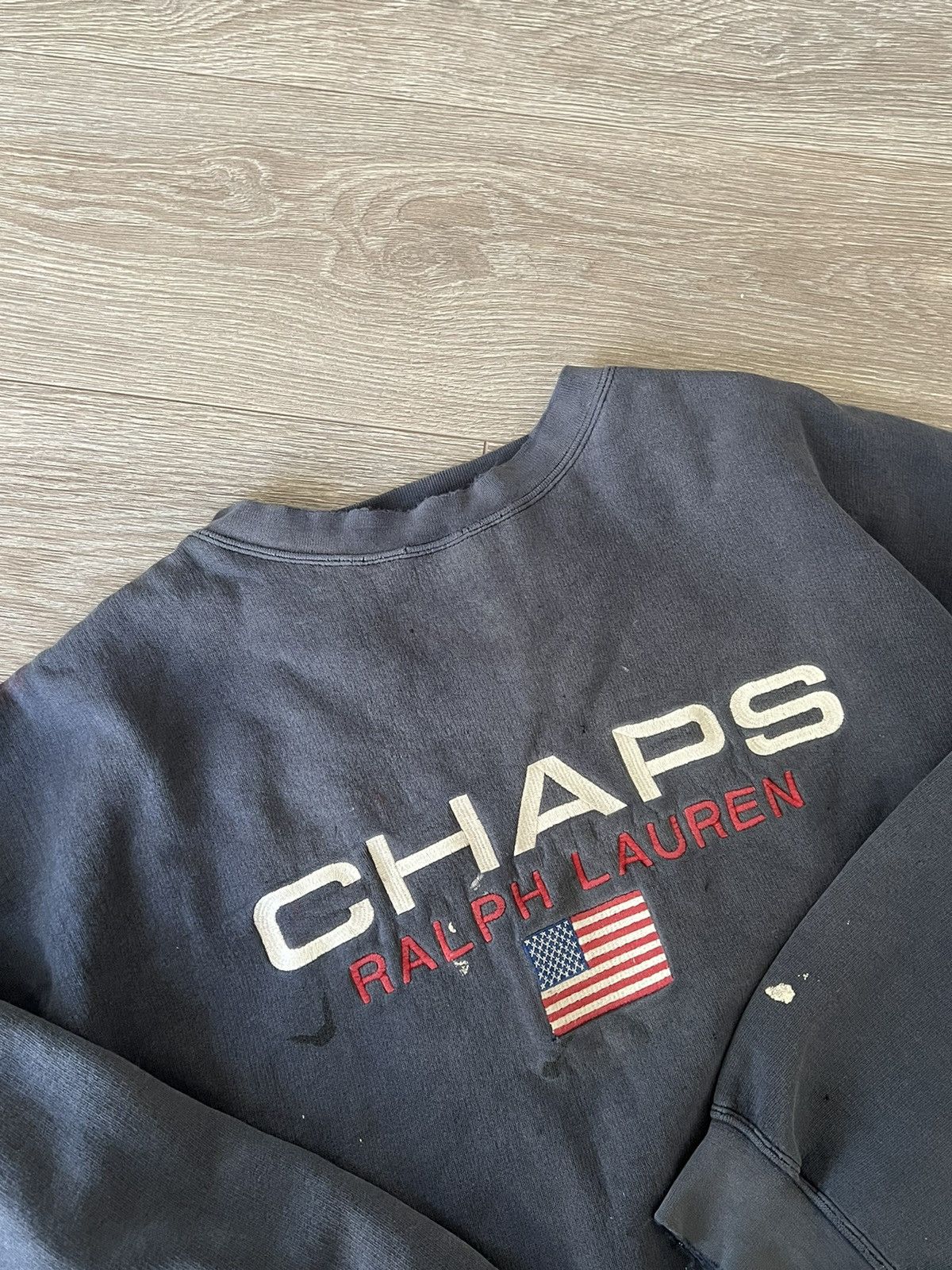 Chaps Ralph Lauren × Polo Ralph Lauren × Vintage Vintage 💥 Chaps Ralph Lauren USA Flag Sweatshirt distressed Size US M / EU 48-50 / 2 - 14 Thumbnail