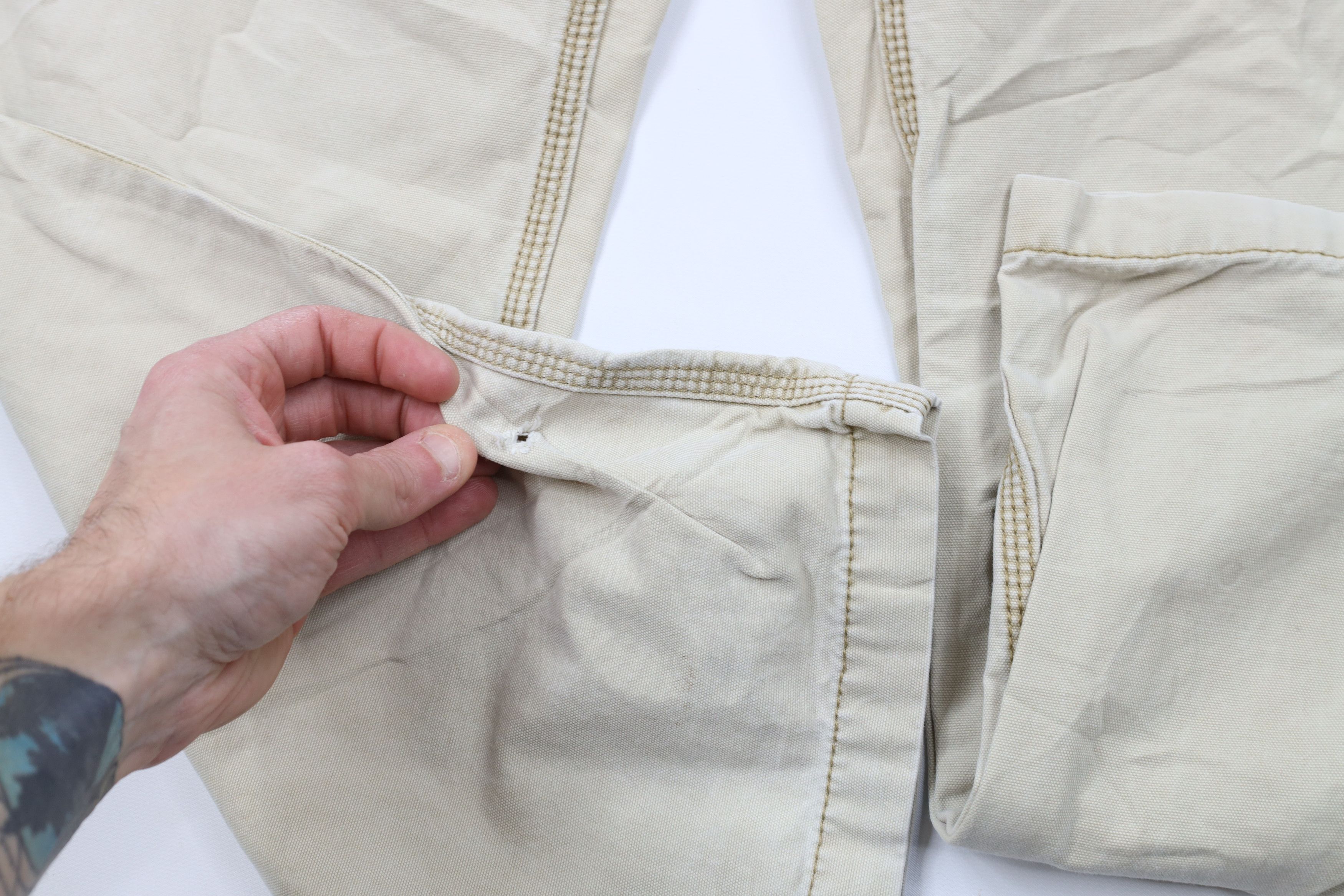Carhartt × Vintage Vintage Carhartt Spell Distressed Wide Leg Cargo Pants Beige Size 38 - 6 Thumbnail