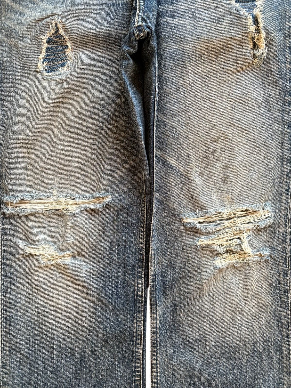 LVC × Levi's × Levi's Vintage Clothing Vintage 90s Levis 507 Patch Mud Wash Distress Rip Flare Jean Size US 31 - 5 Thumbnail