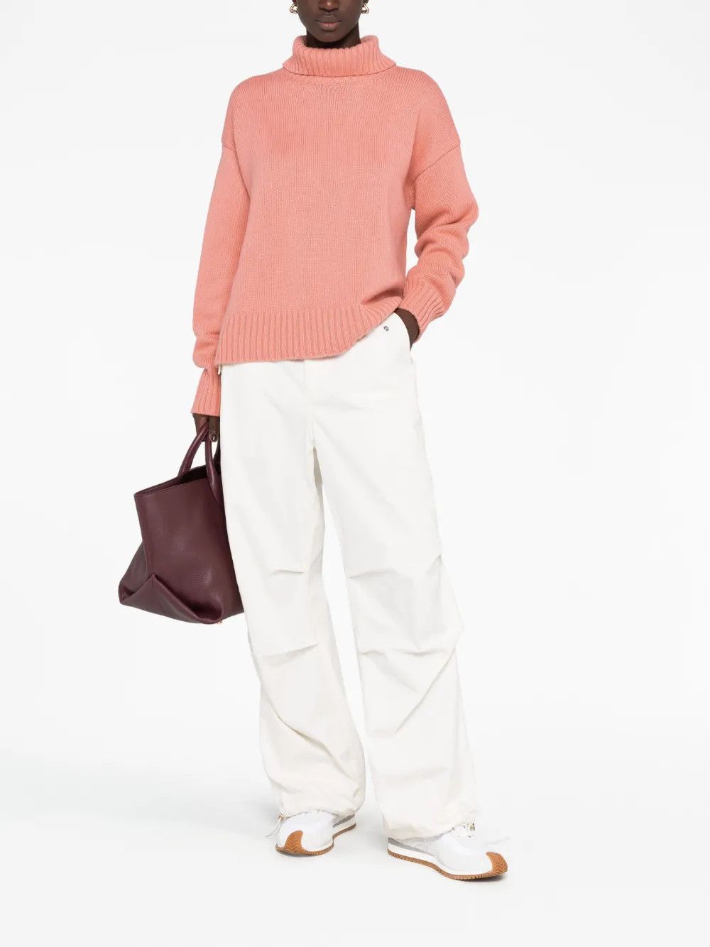Jil Sander o1y1025 Turtleneck Cashmere Blend Sweater in Salmon Pink Size XS / US 0-2 / IT 36-38 - 5 Thumbnail