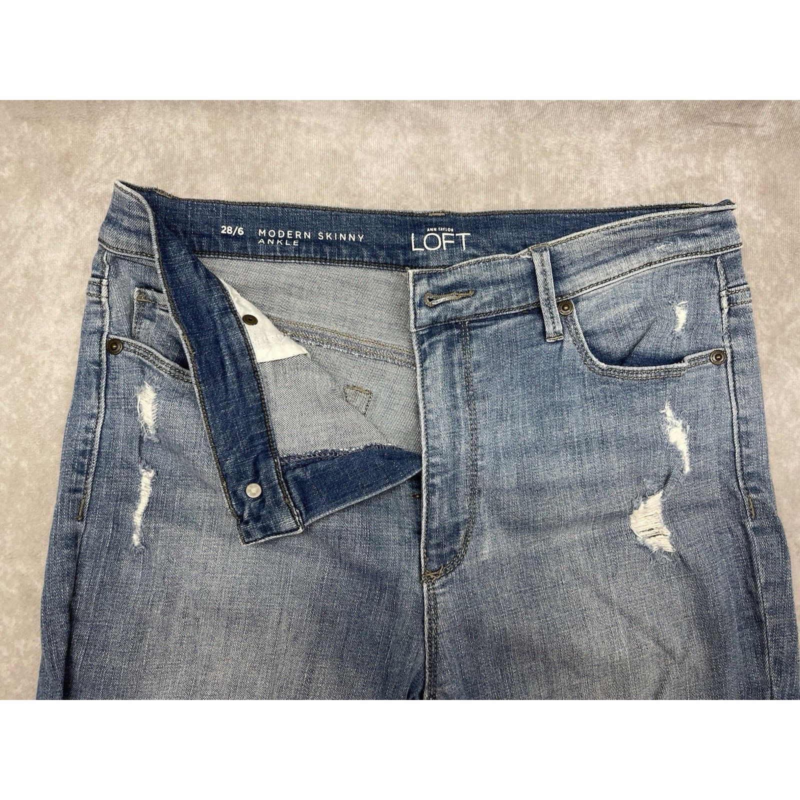 Loft LOFT Modern Skinny Ankle Jeans Women's 28/6 Blue Denim Distr Size 28" / US 6 / IT 42 - 2 Thumbnail