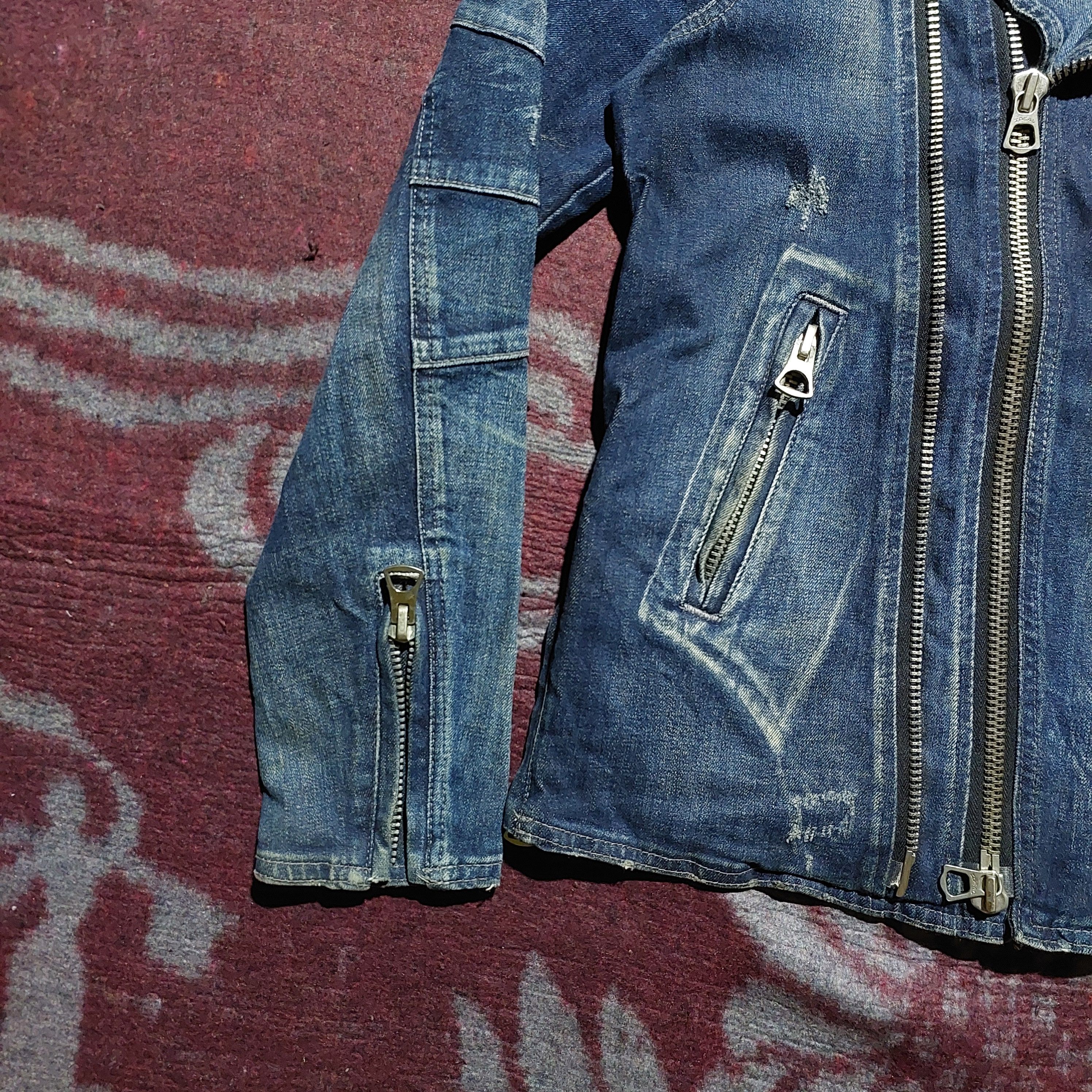 semanticdesign Semantic design asymmetric zip distressed biker denim jacket Size US L / EU 52-54 / 3 - 5 Thumbnail