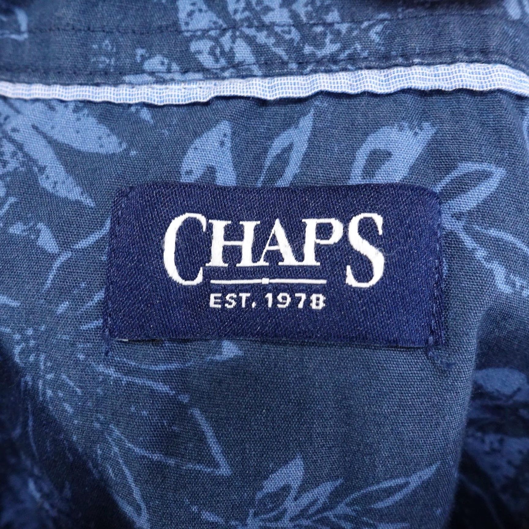 Chaps Chaps Shirt Adult XL Blue Floral Short Sleeve Cotton Button-Front Tropical Mens Size US XL / EU 56 / 4 - 6 Thumbnail