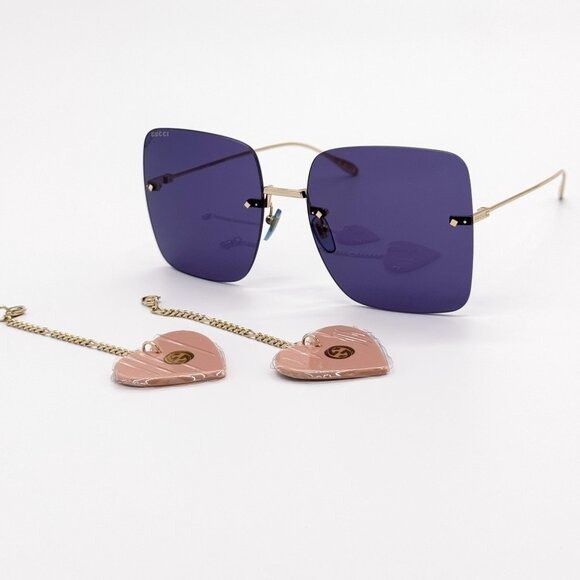 Gucci NEW GUCCI SUNGLASSES GG1147S 004 GOLD/BLUE WOMEN EYEWEAR Size ONE SIZE - 2 Thumbnail