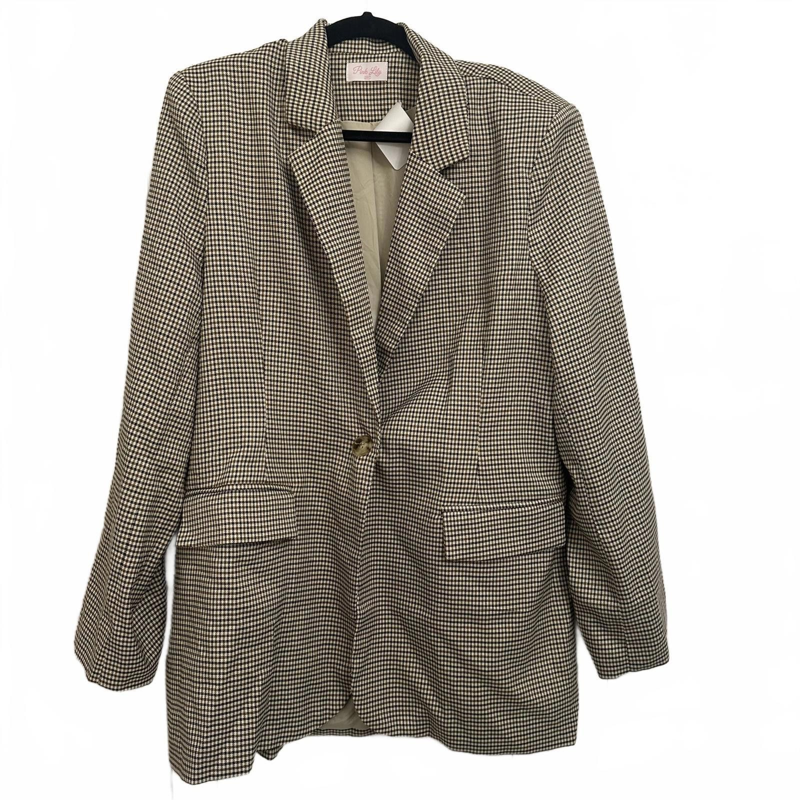 Designer Pink Lily Women's Blazer - Classic Houndstooth Pattern Size XXL / US 16-18 / IT 52-54 - 1 Thumbnail