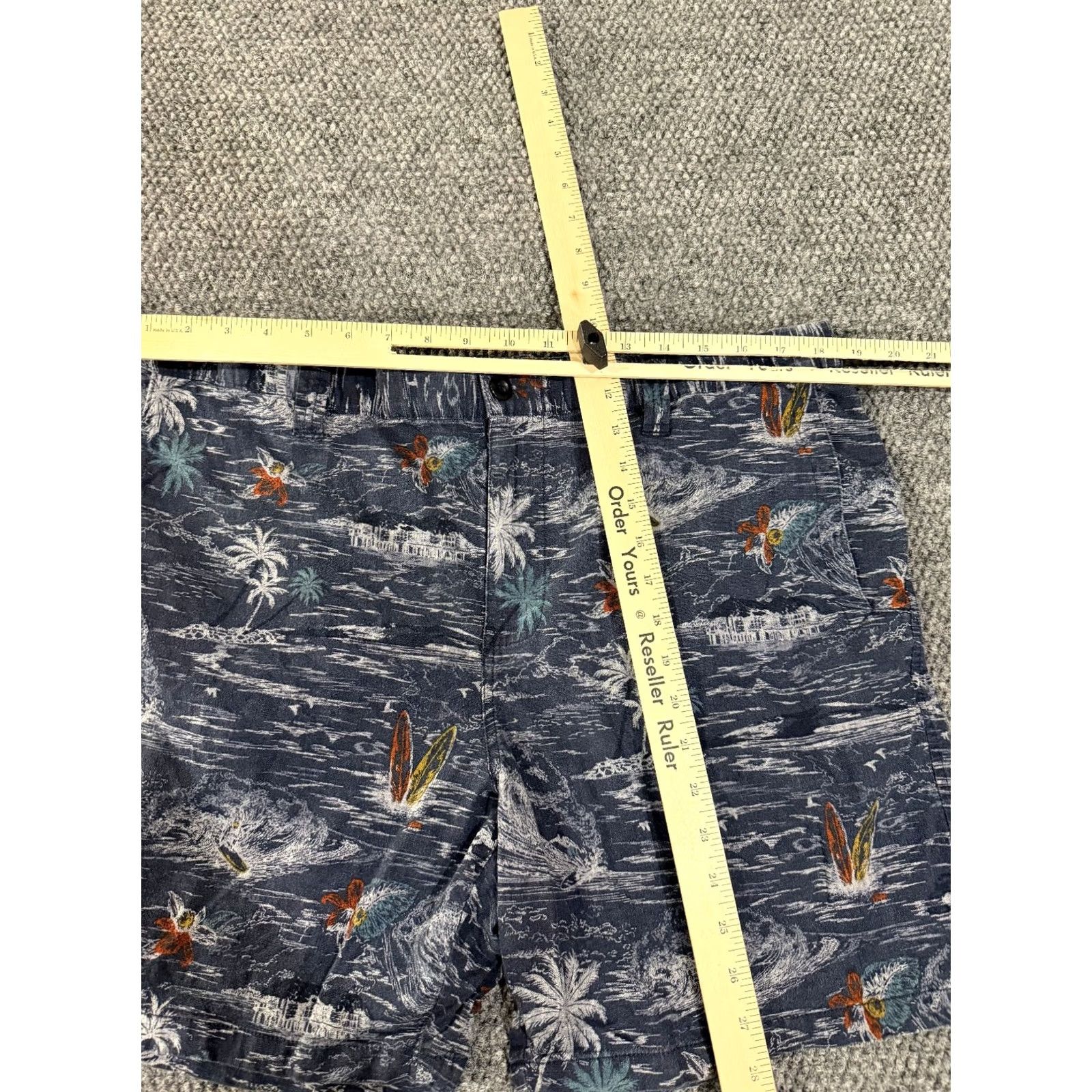 Lucky Brand Lucky Brand Shorts Mens 36 Blue Tropical Surf Print Linen Blend Chino Casual Sl a sh Pockets Regular Size US 36 / EU 52 - 3 Thumbnail