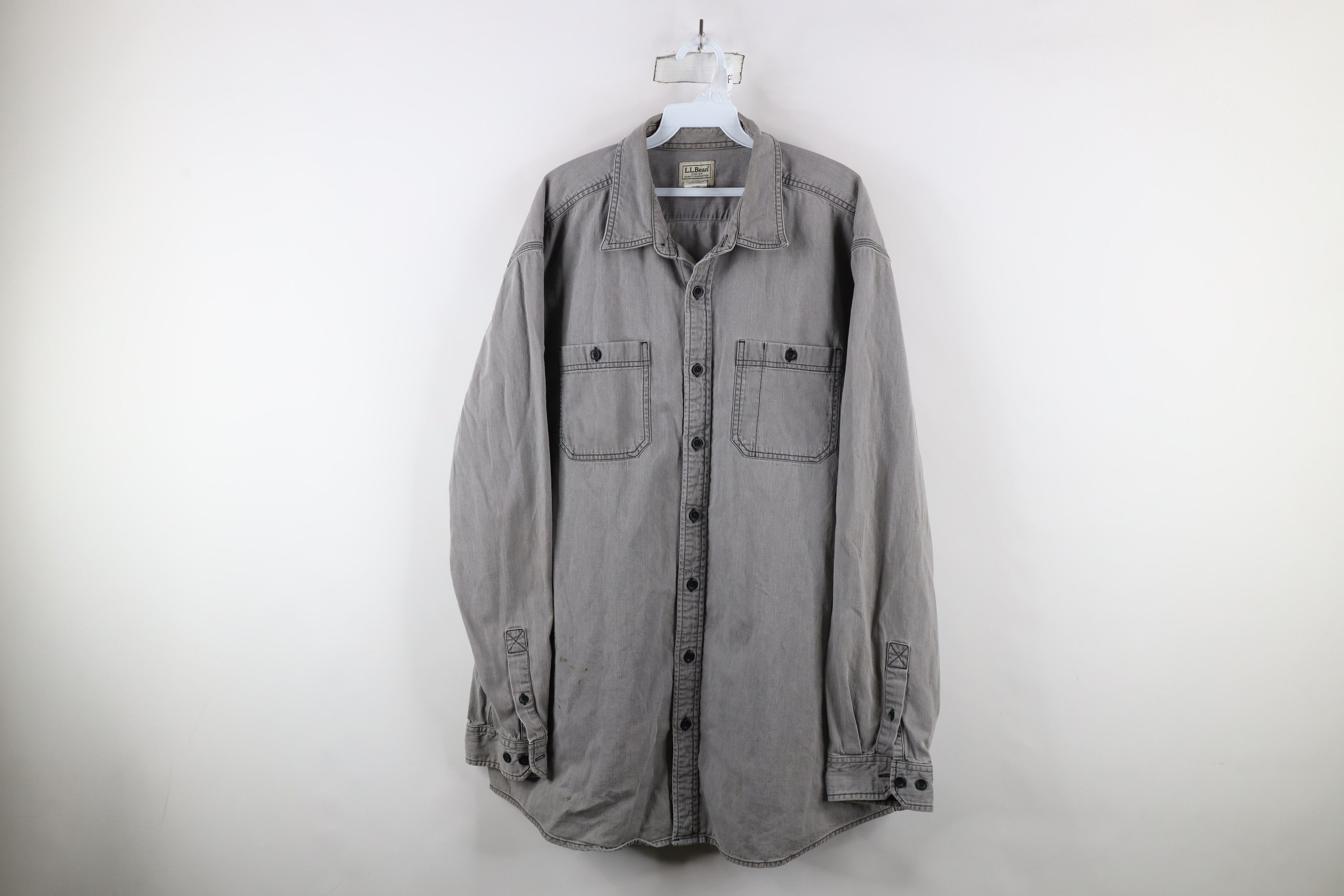 L.L. Bean × Vintage Vintage 90s LL Bean Stonewash Denim Jean Button Shirt Gray Size US XL / EU 56 / 4 - 1 Thumbnail
